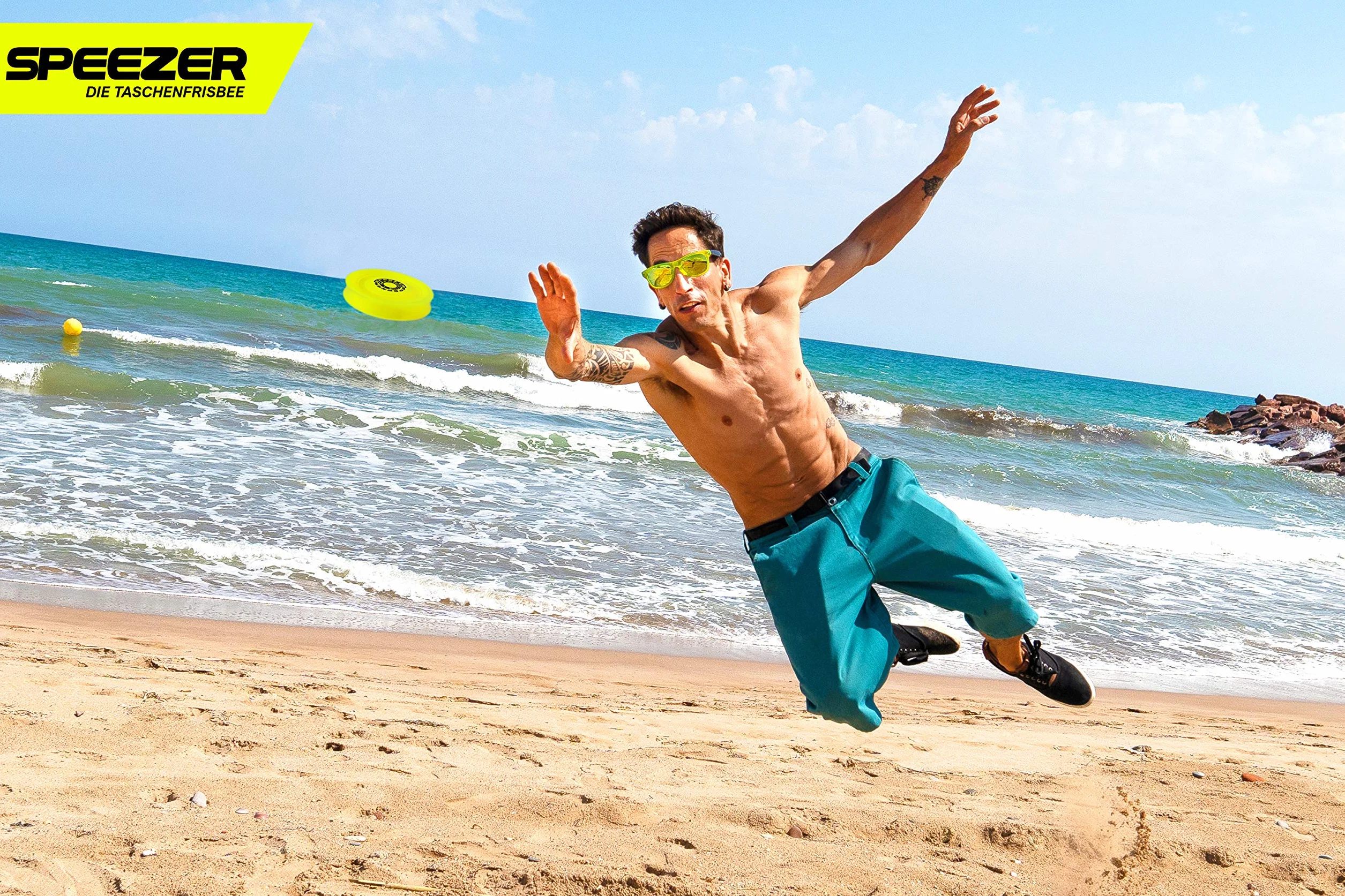 SPEEZER Mini Frisbee – neon yellow disc for kids & pros – small soft pocket frisbee