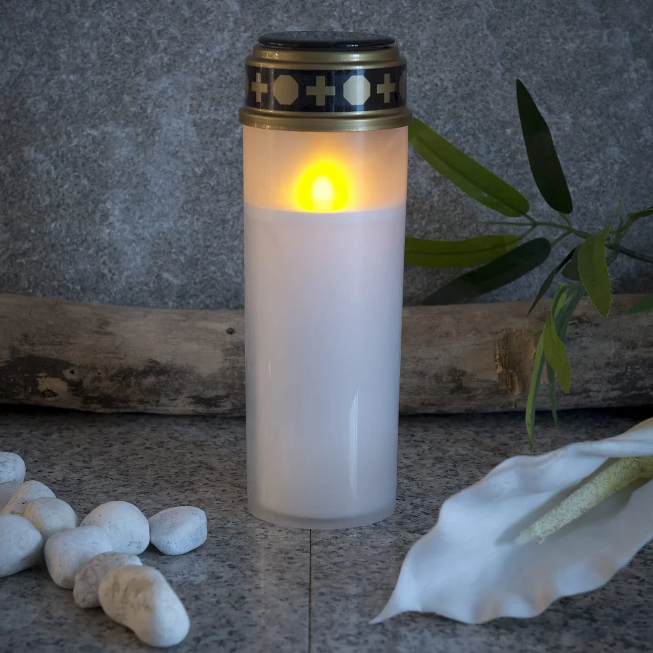 Pearl Solare a Gancio Solar-LED-Cimitero-Luce Grande Luce Continua Candlelight-LED Impermeabile Solare per Tomba con Lanterna