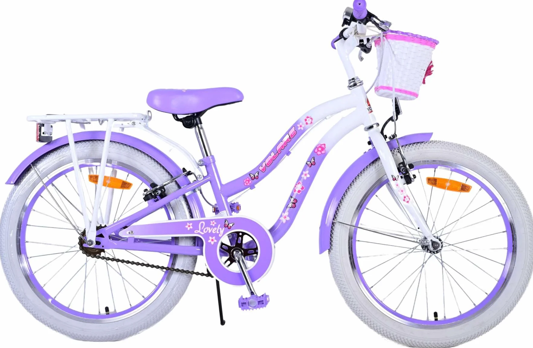 Bicicletta per bambine 20 pollici 6-8 anni con cestino e portapacchi fuxia
