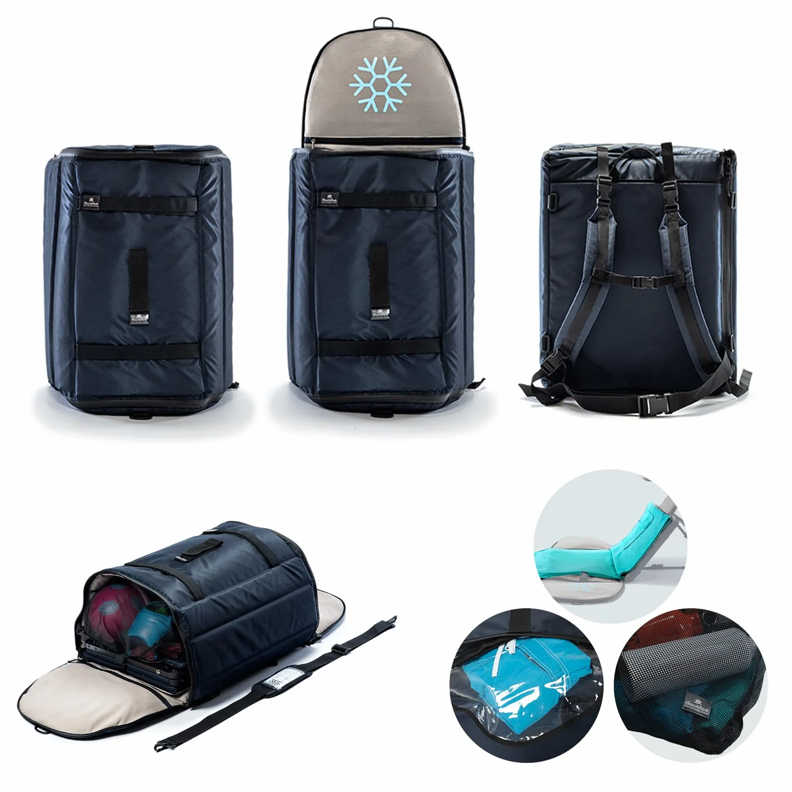 SunBack | Zaino 35 L Trasformabile in Lettino Prendisole con Parasole, Zaino 2 in 1 con Sdraio Pieghevole Integrata, Lettino da Spiaggia Portatile per Mare, Campeggio e Outdoor, Brevettato