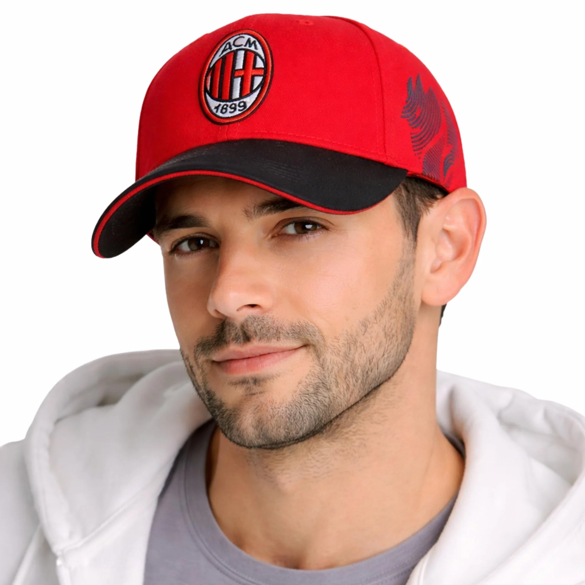 AC Milan Cappello Ufficiale in Cotone Rosa con Logo Modello Baseball Visiera Curva Regolabile