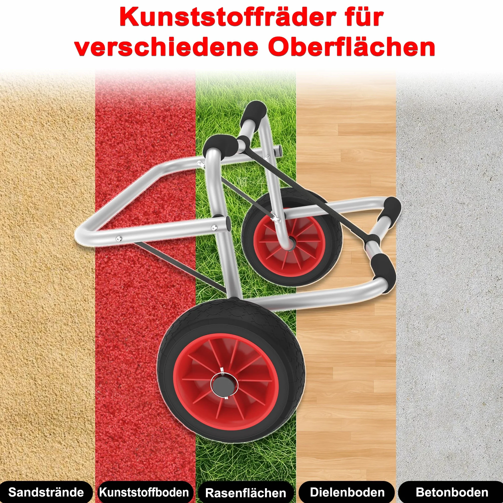 YRHome Carrello da kayak pieghevole in alluminio 100 kg 2 ruote poliuretano