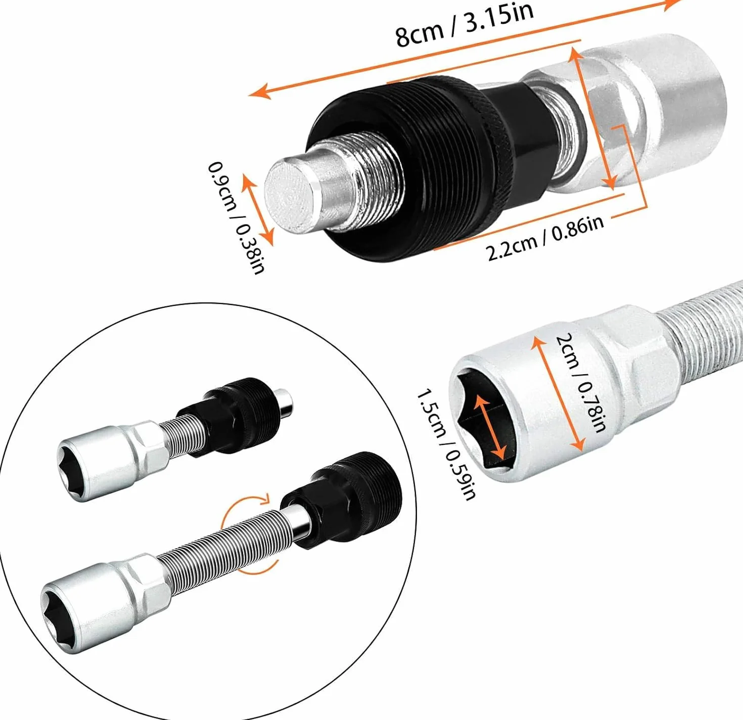 Estrattore per Manovella Bicicletta e Strumento per Movimento Centrale con Chiave 16 mm Set Attrezzi