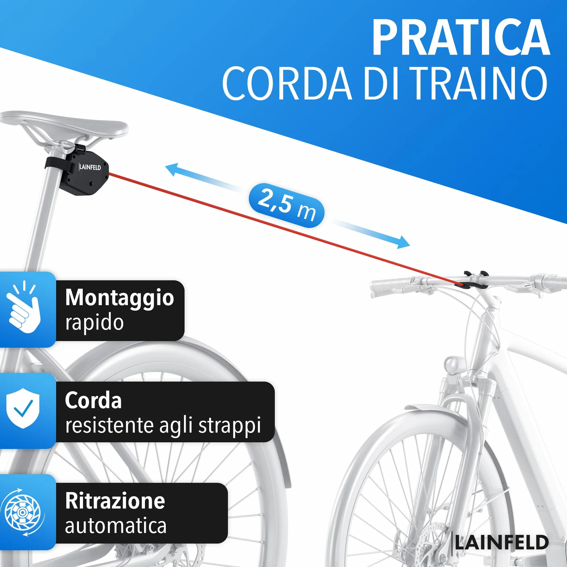 LAINFELD Câble de remorquage pour vélo