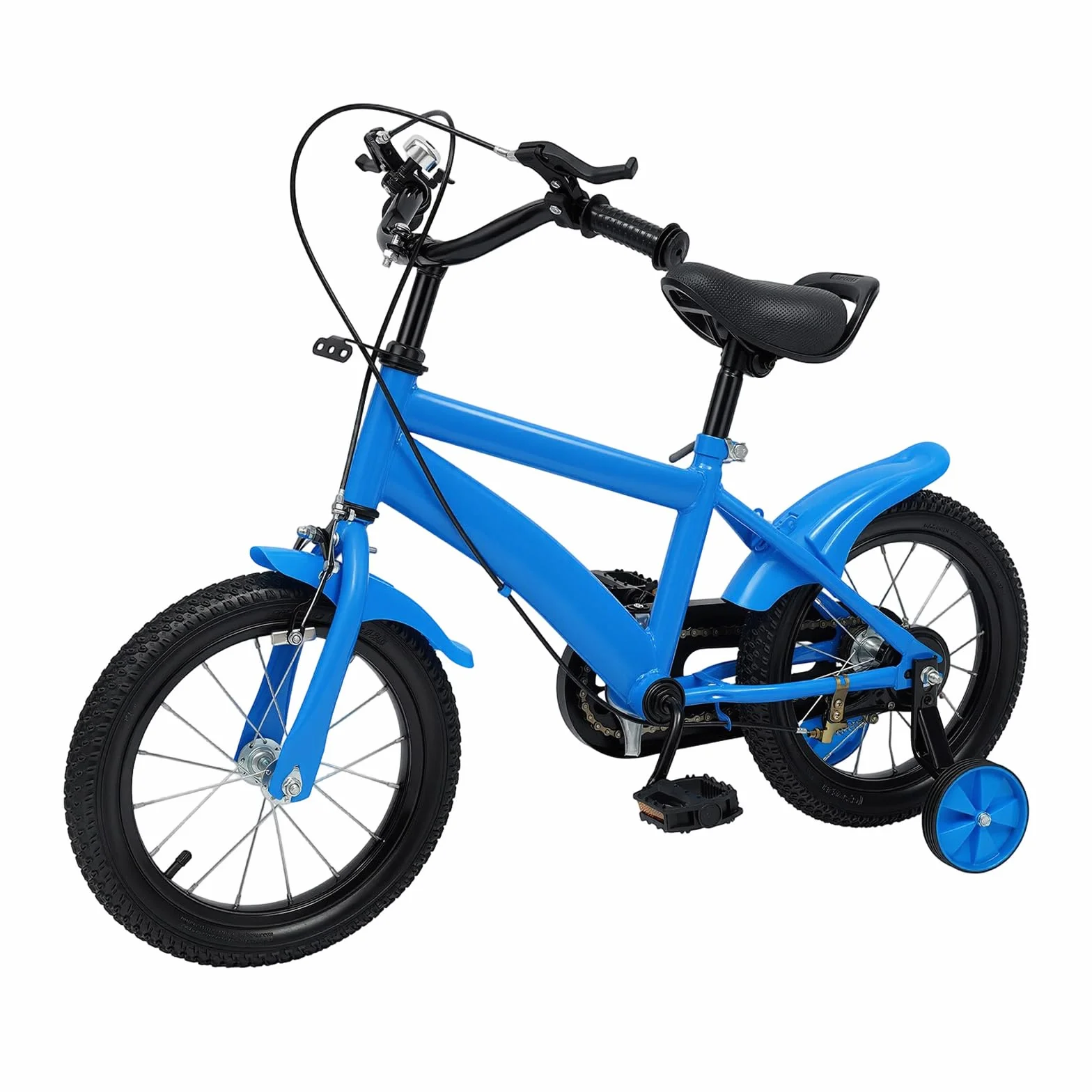 Bicicletta per bambini 14 pollici con ruote di sostegno regolabile in altezza freno a mano campanello