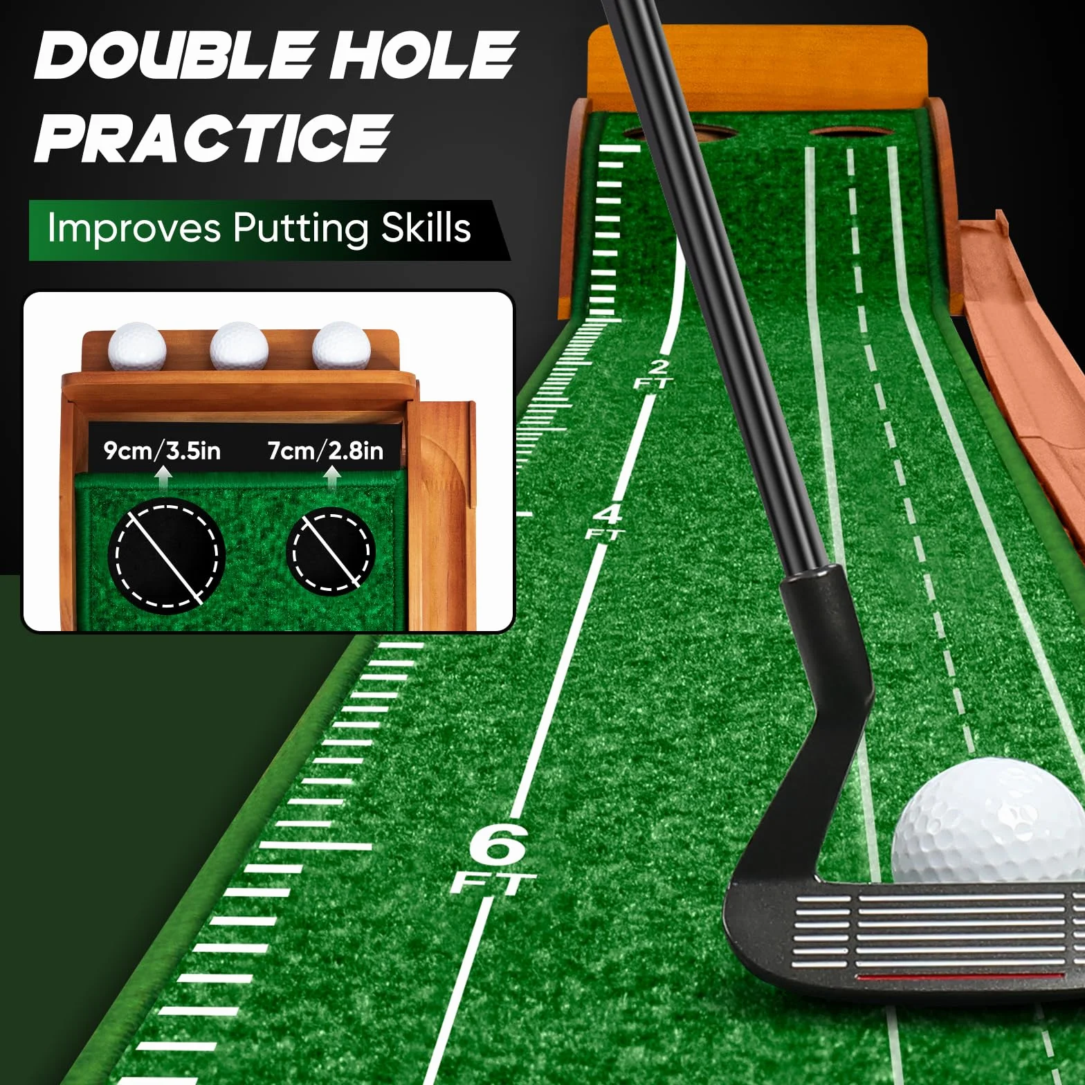Golf Putting Mat Indoor, Mettere Verde, Tappetino da Golf, Mettere Pratica