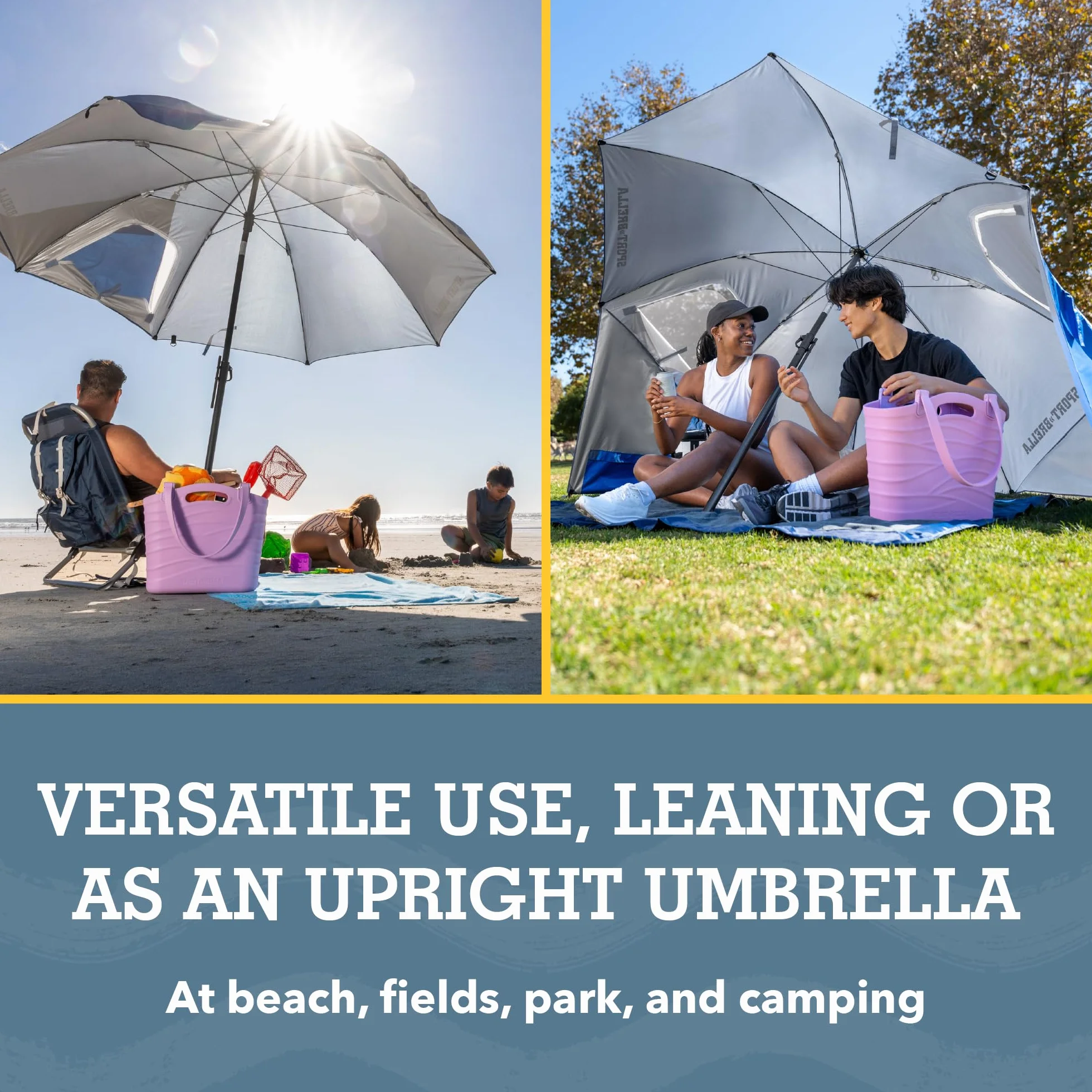Sport-Brella Premiere UPF 50+ Umbrella Shelter for Sun and Rain Protection (8-Foot), Premiere Blue
