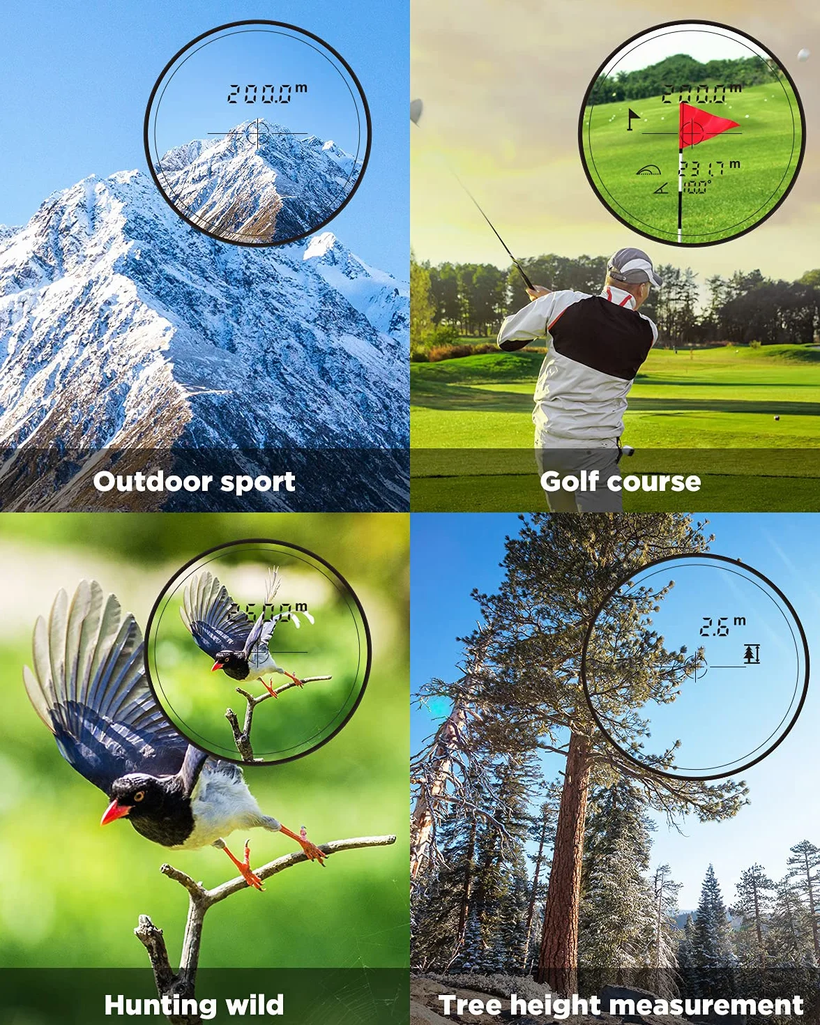 MiLESEEY PF3S Telemetro Golf/Caccia Da 800M con Display LCD Telemetri da Golf, con Interruttore di Inclinazione, Blocco Bandiera e Vibrazione, Precisione ± 0,5M, Montaggio su Treppiede