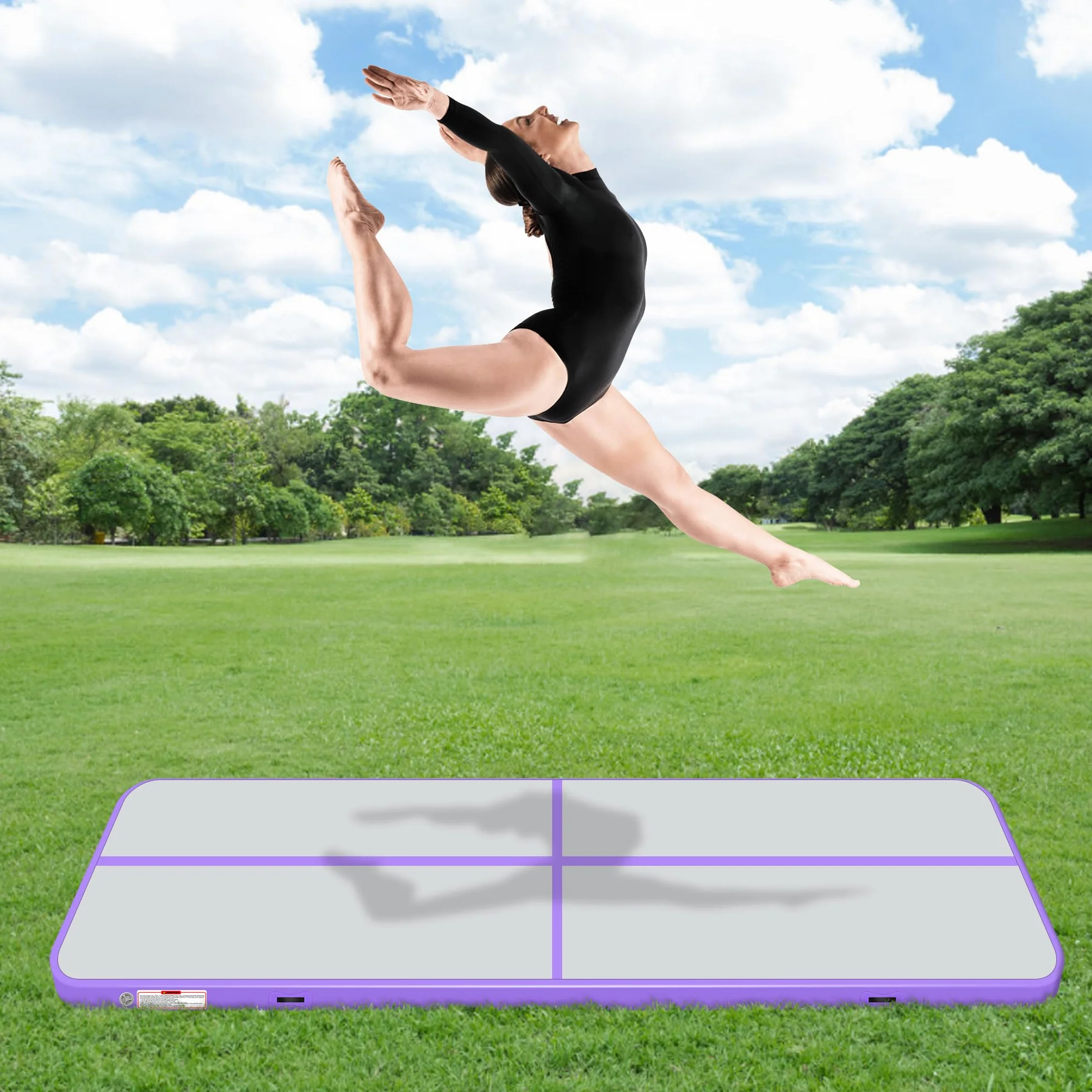 BPB Tappetino da ginnastica gonfiabile con pompa elettrica, 3 m, per uso domestico, allenamento, ginnastica, cheerleading, yoga, pilates, arti marziali, palestra, spiaggia, cheerleading, divertimento