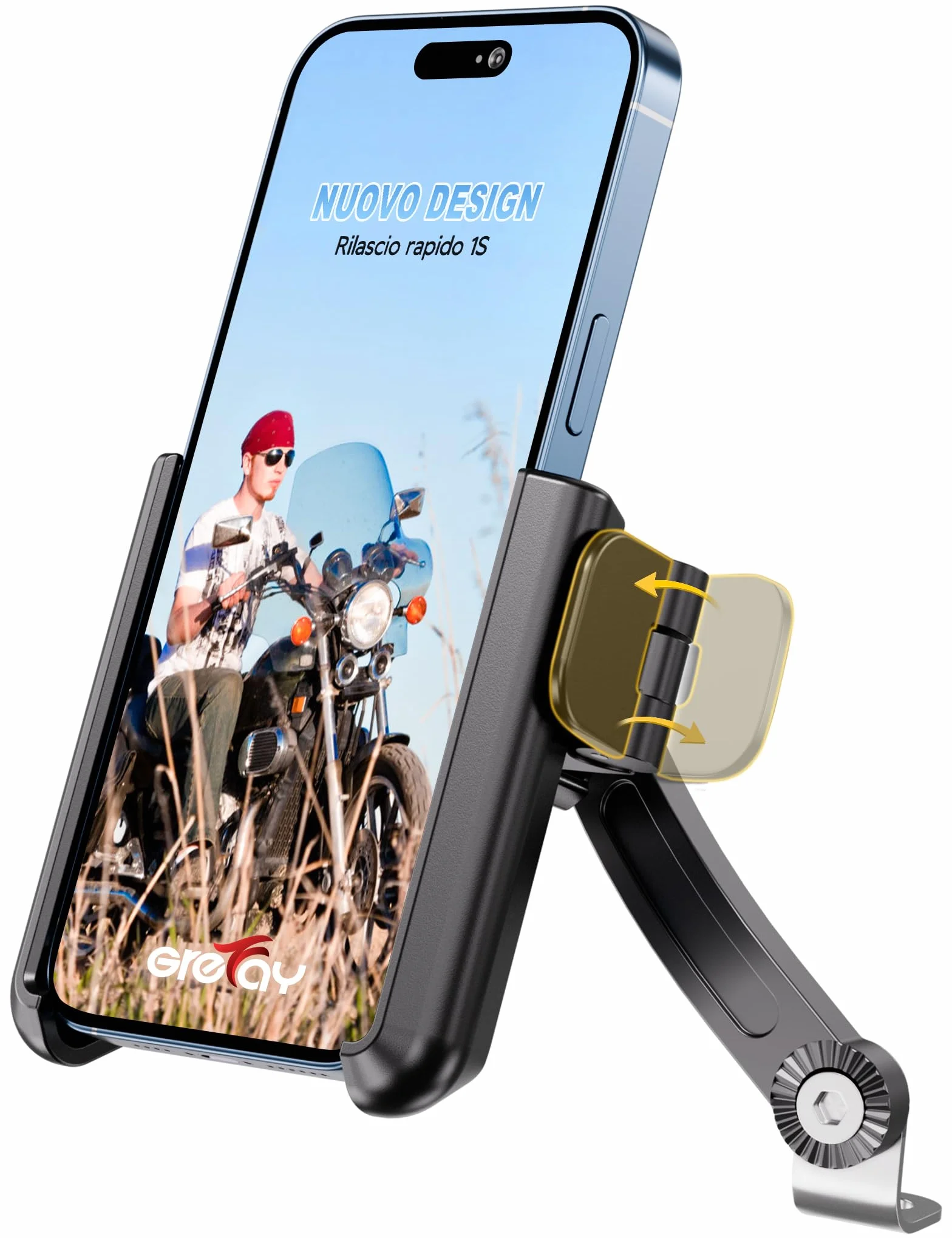 Grefay Supporto Telefono Moto Supporto Telefono Scooter Rotativo a 360° Rilascio Rapido Supporto Moto Telefono per 3,5-7,0 Pollici Smartphone Dispositivi