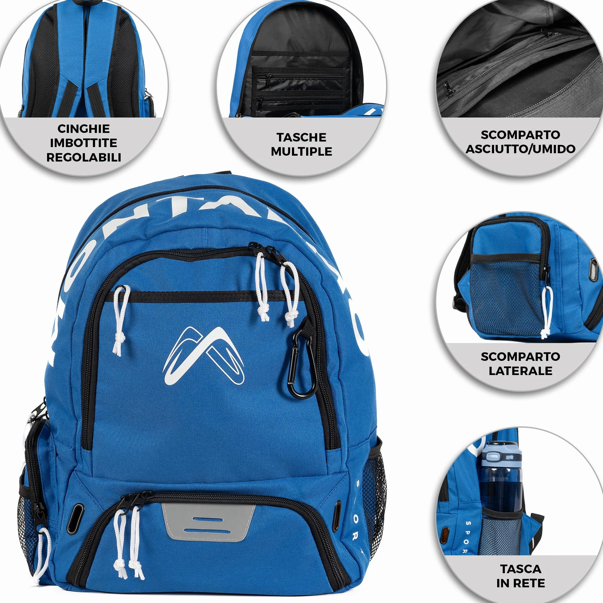 Zaino Sportivo Calcio Basket Pallavolo Scomparti Separati Palloni Scarpe Bambino
