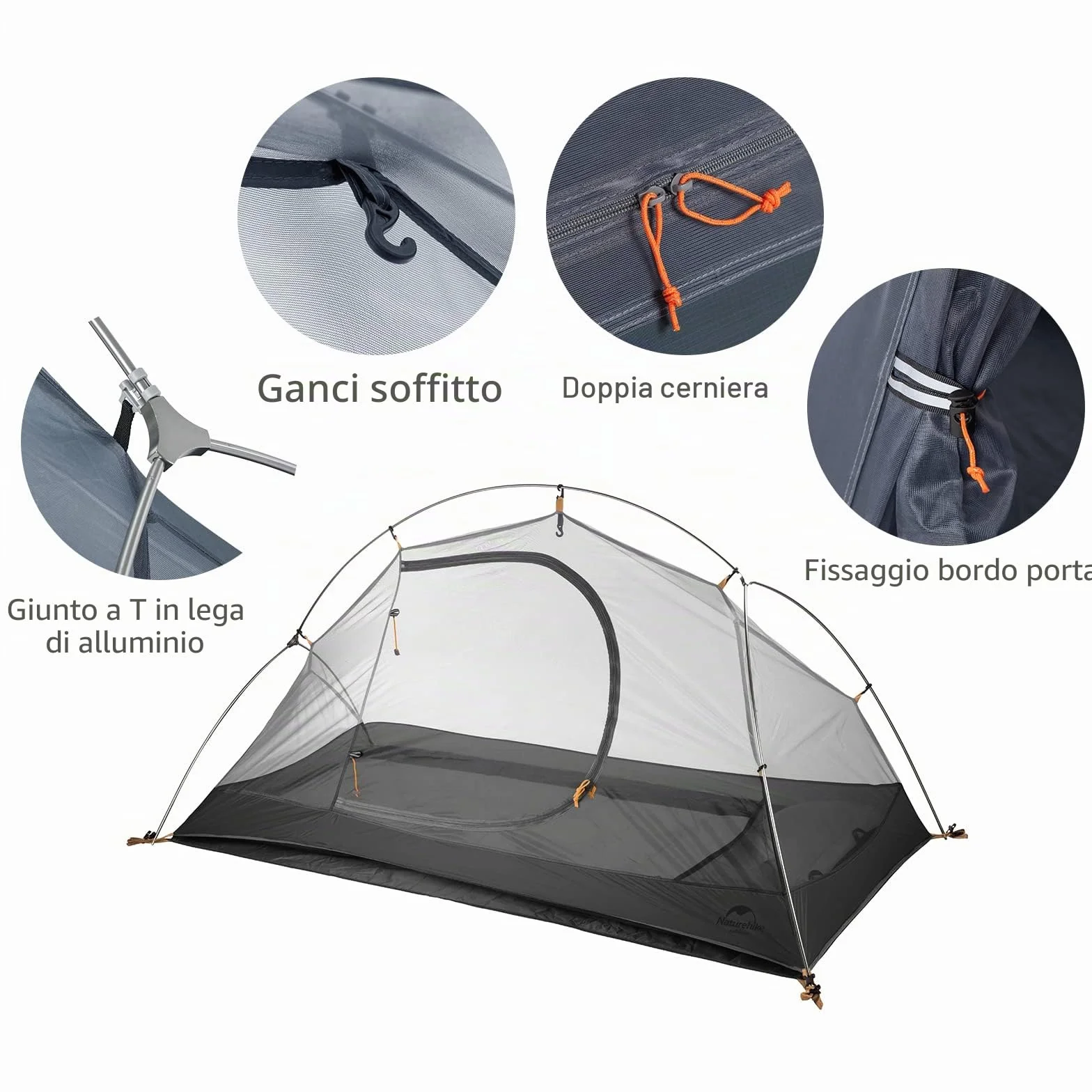 Naturehike Trekking Tenda Ultraleggera 1 Persona 3-4 Stagioni Escursionismo Campeggio