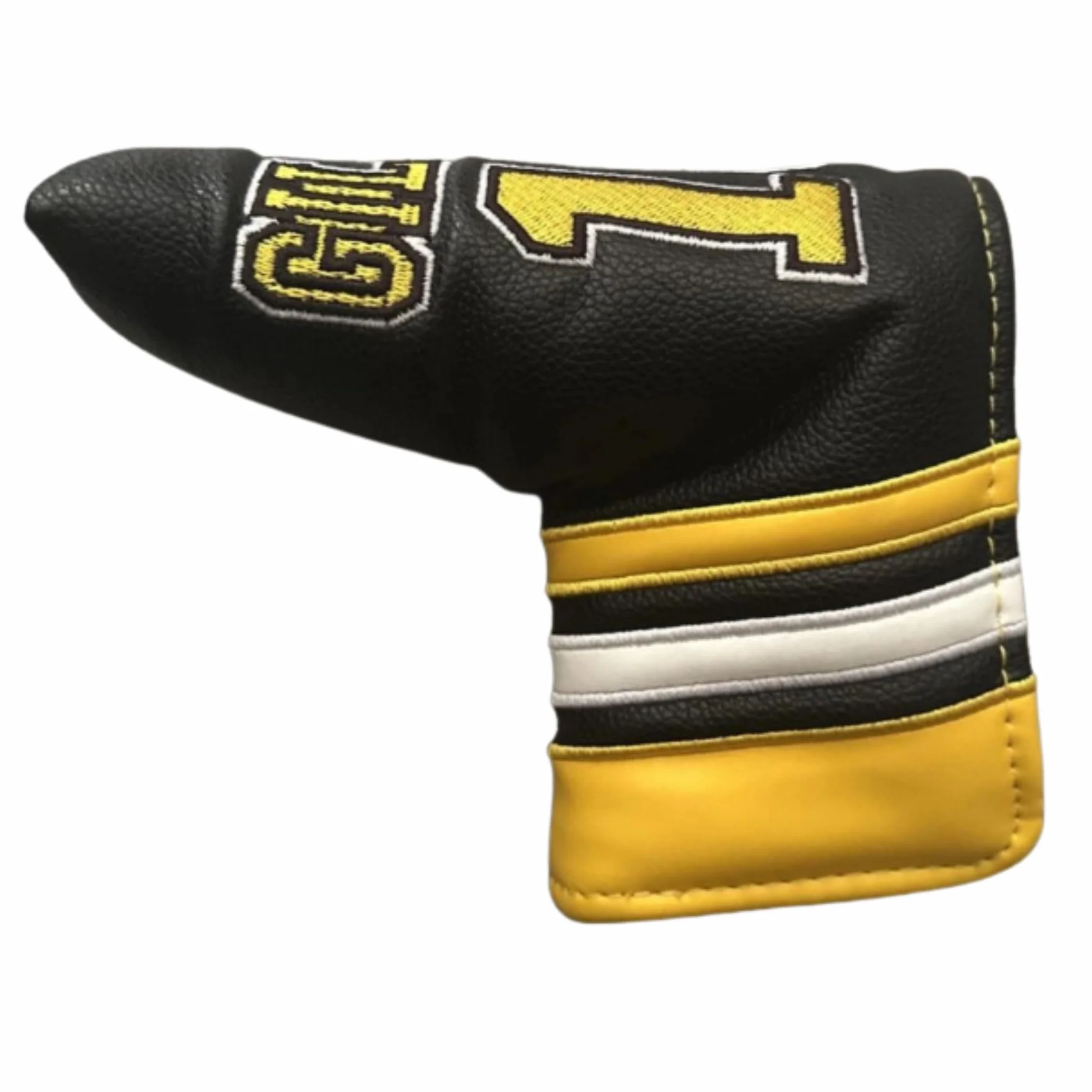 Copertura per putter da golf Syren in finta pelle giallo con chiusura magnetica