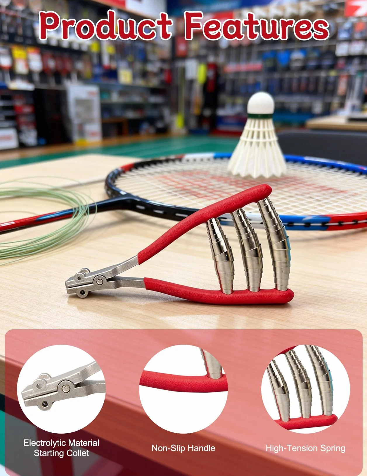 Starting Clamp Attrezzo di Copertura da Tennis Morsetto a 3 Molle per Racchette Tennis Badminton
