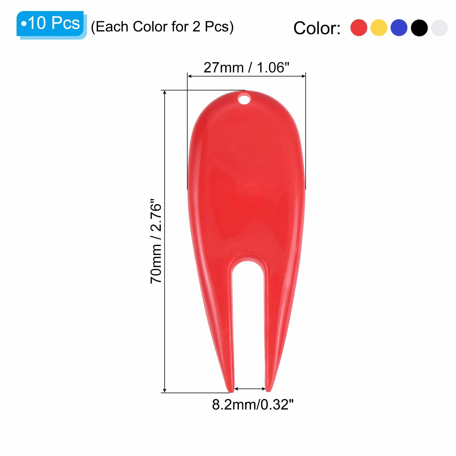 PATIKIL Strumento per Riparazione Divot da Golf, 10 Pezzi, Plastica, 5 Colori