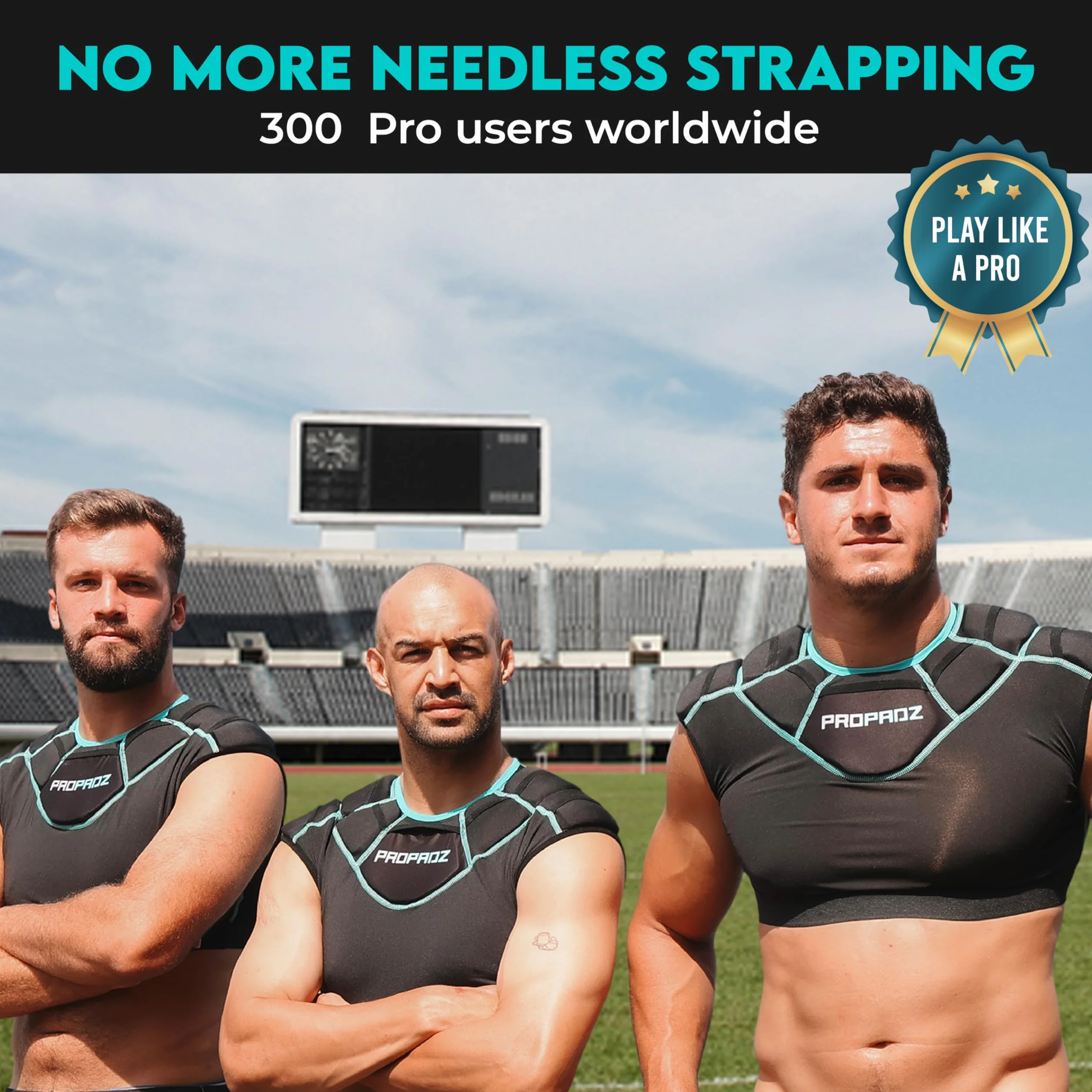 Propadz Gilet da rugby con protezioni spalle adulti – Approvato World Rugby, imbottiture gel modulari, protezione leggera traspirante