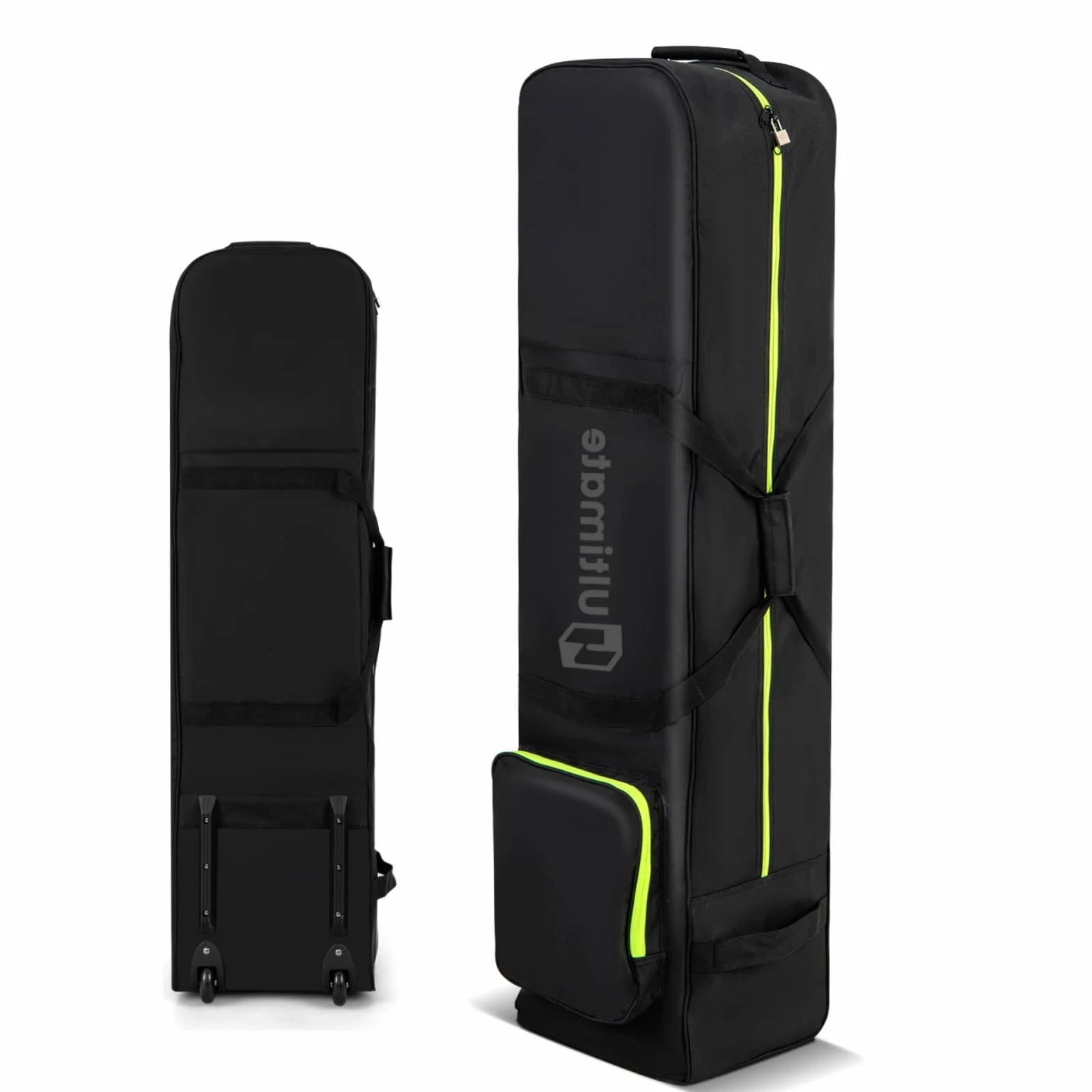 LIFEZEAL Borsa da Viaggio per Golf con Ruote Silenziose, Custodia Golf da viaggio con Manico Ergonomico, Finestra Identificativa, Ampio Scomparto, Copertura Pieghevole per Mazze da Golf, Nero