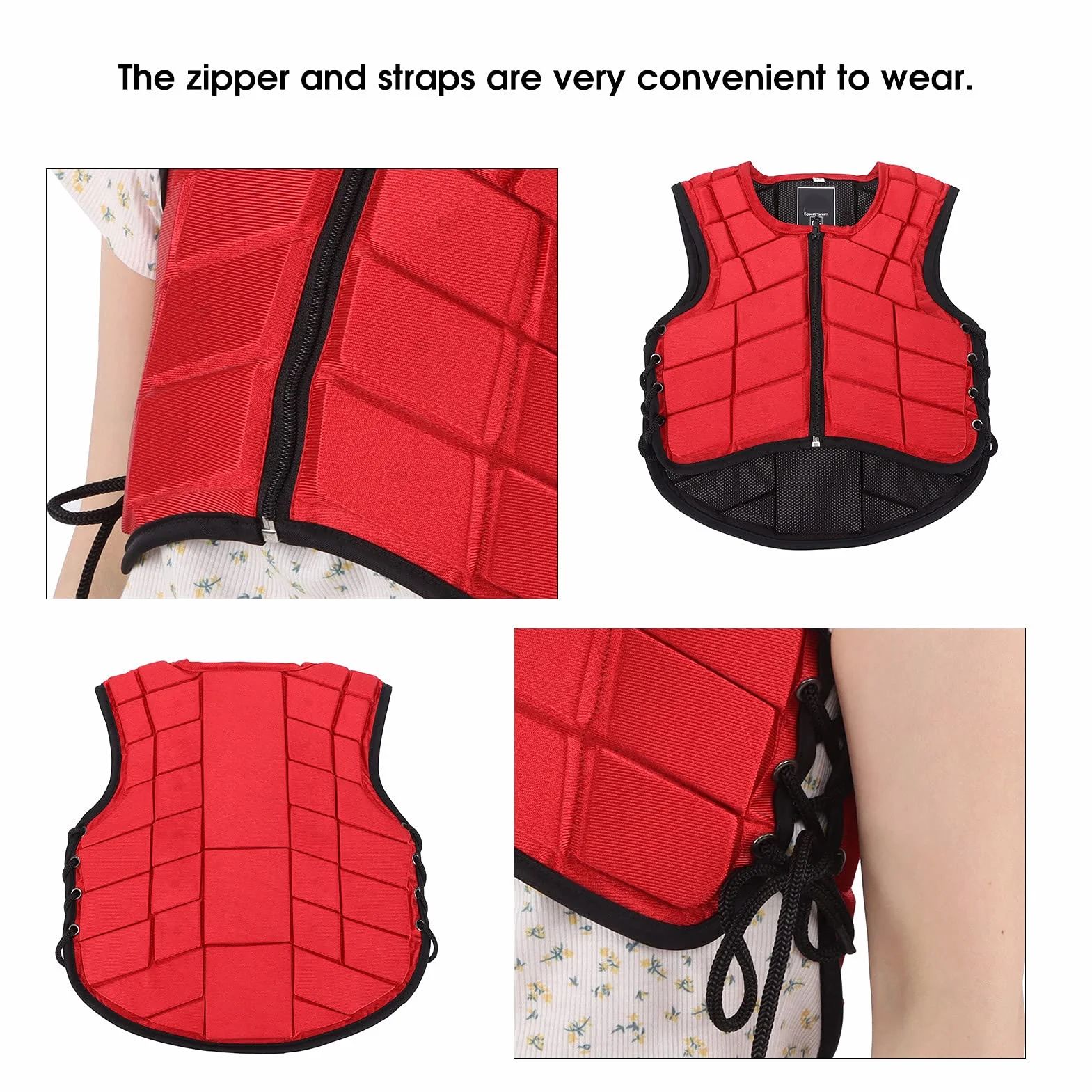 DEWIN Gilet equestre per Bambini, equipaggiamento Protettivo per Equitazione di Sicurezza Imbottito in Schiuma, Protezione per Il Corpo equestre, Rosso