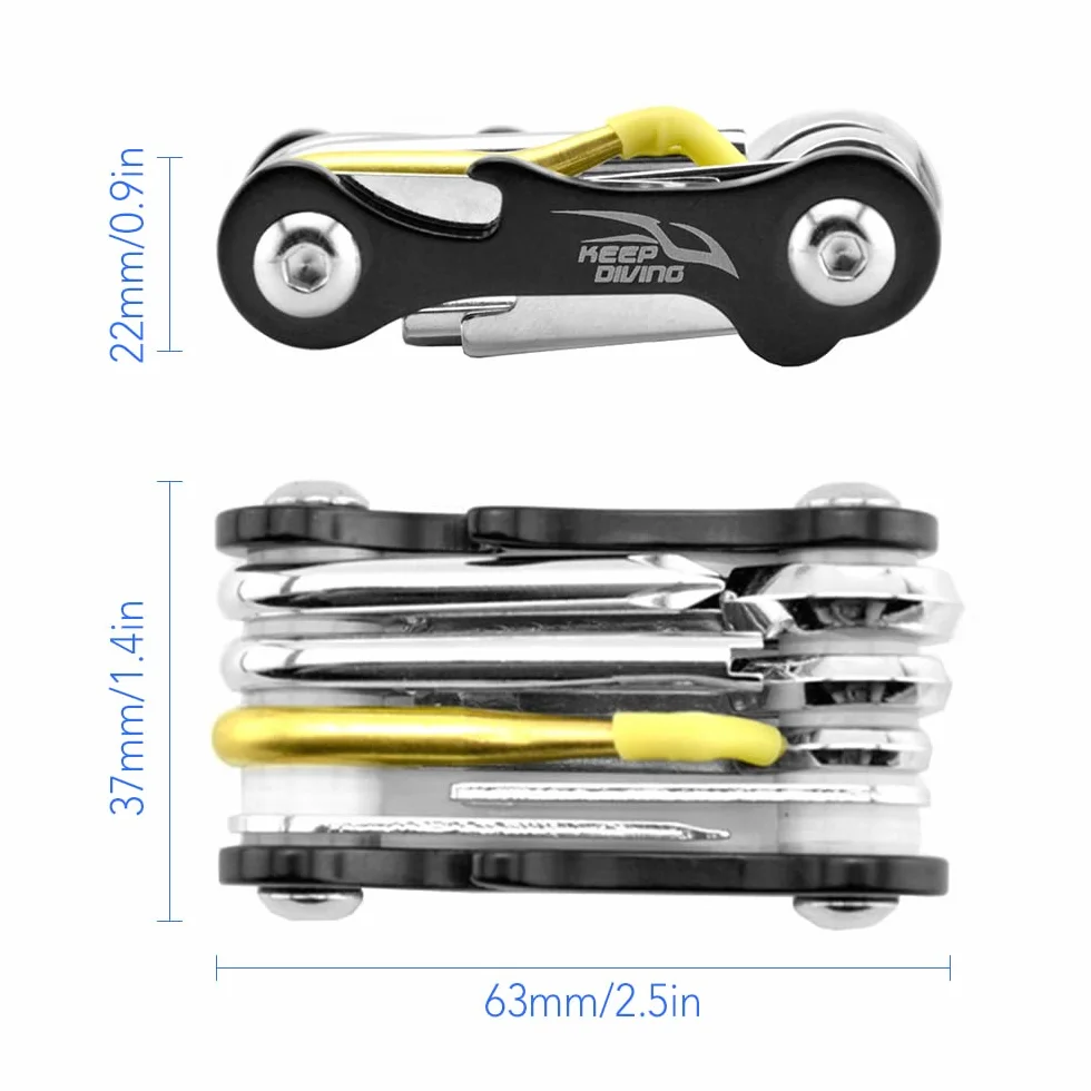 pacchetto di strumenti per immersioni,YIWENG Strumento di riparazione per immersioni subacquee 8 in 1 Strumento di immersione multifunzionale Pacchetto di strumenti per immersioni Kit di strumenti per