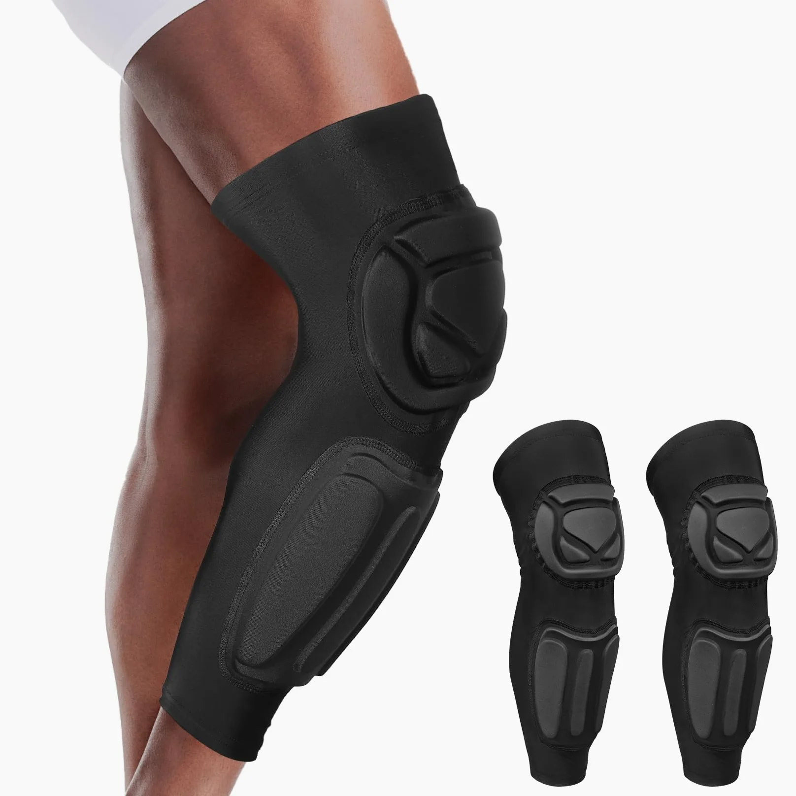Ginocchiere e polpacci, protezioni imbottite a compressione per sport, protezione sicura, per esercizi estremi per rugby, calcio, parastinchi, 1 paio