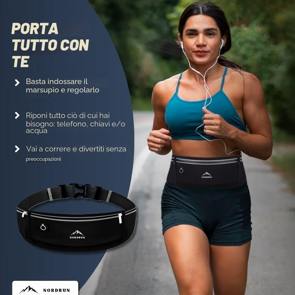 Marsupio Running Impermeabile Uomo Donna per Corsa Sport Trekking Fitness Jogging Cintura Palestra per Cellulare