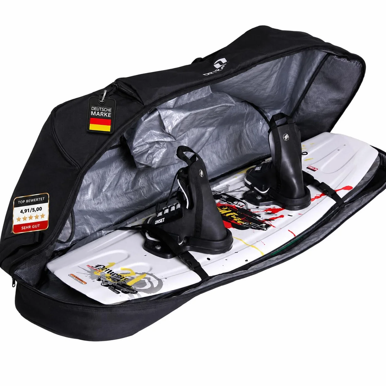 Driver13 Custodia Wakeboard Kiteboard No. 02 Boardbag 150 cm Nero