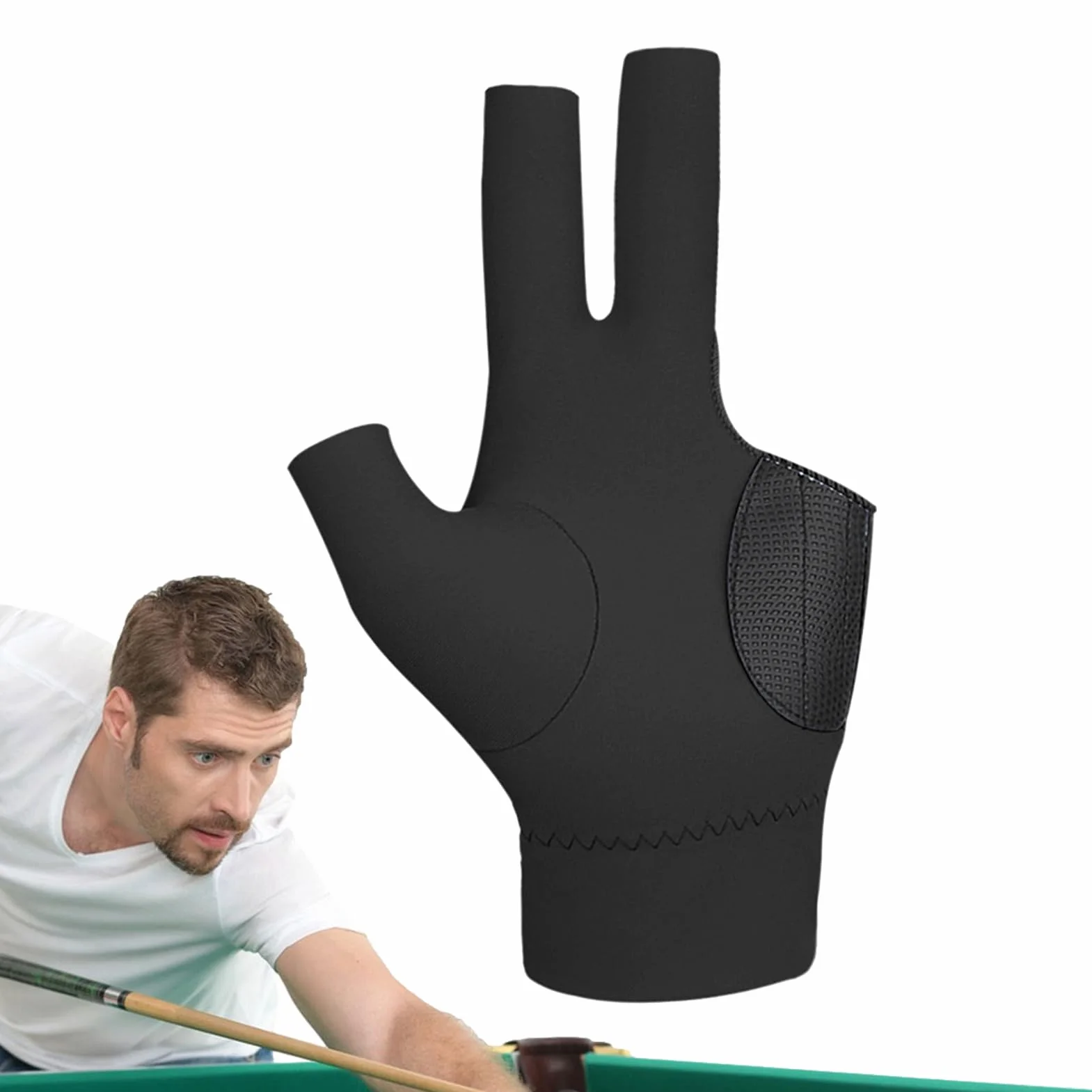 Guanti da tennis per biliardo su tre dita, senza dita, adattati alla mano sinistra, accessori universali per destri e mancini