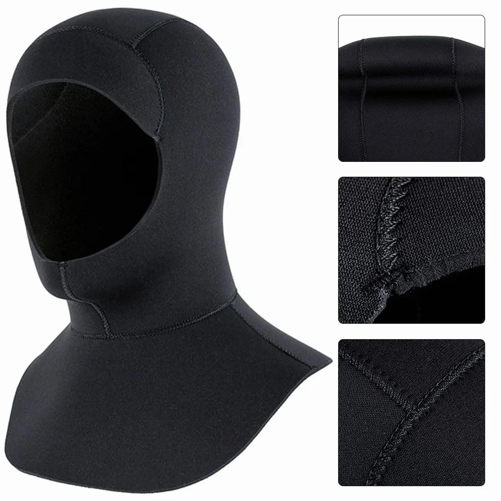 Cappucci in neoprene per muta subacquea e surf 3 mm nero S/M