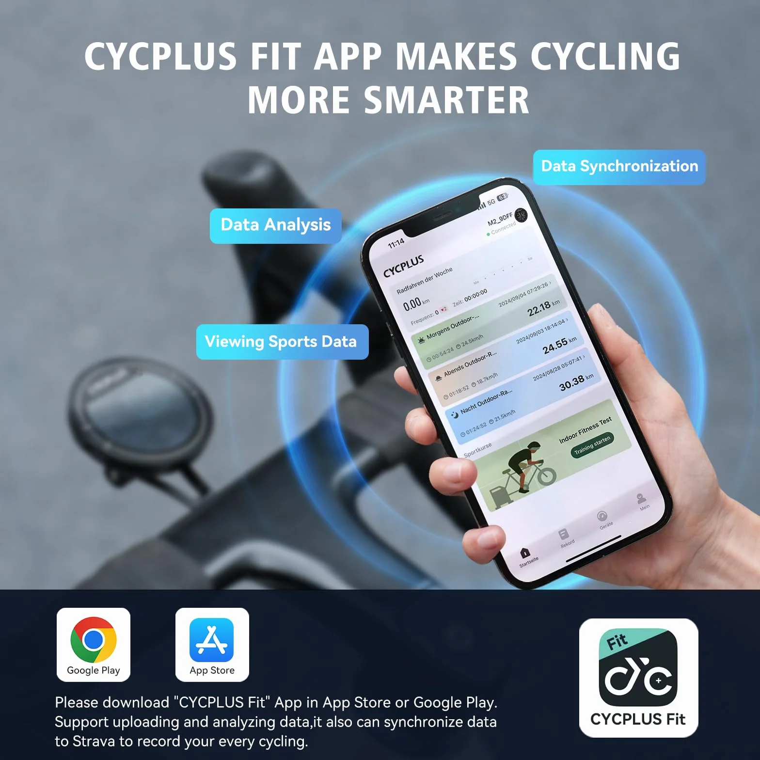 CYCPLUS Computer da bicicletta GPS Tachimetro Senza Fili IPX6 ANT+ Bluetooth 5.0