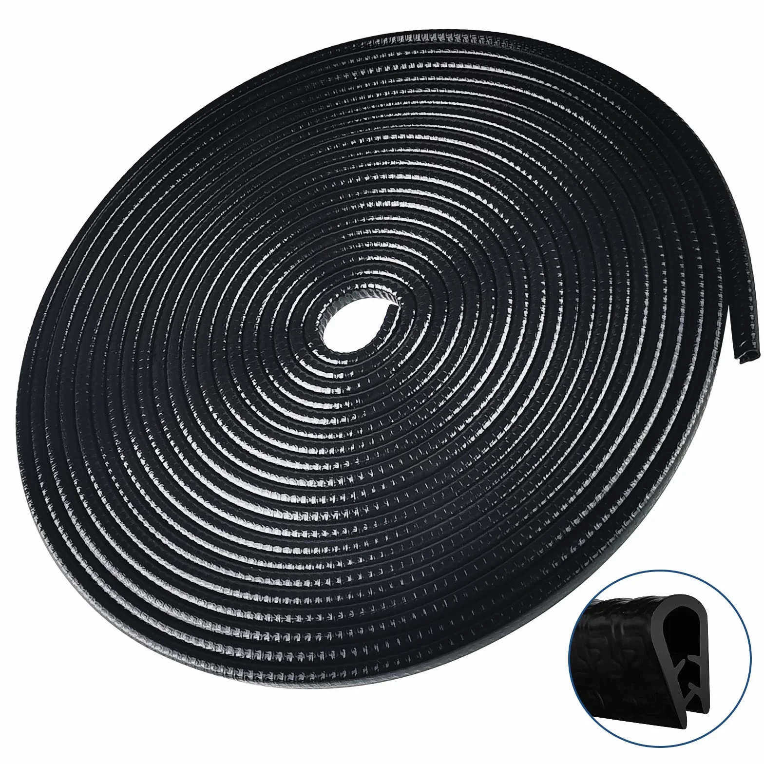 Uootach Protezione Portiera Auto, 10M Paraspigoli auto Anti-perdite, protezione della portiera dell'auto, Paraspigoli in gomma a forma di U, per bagagliaio, cofano (Nero)