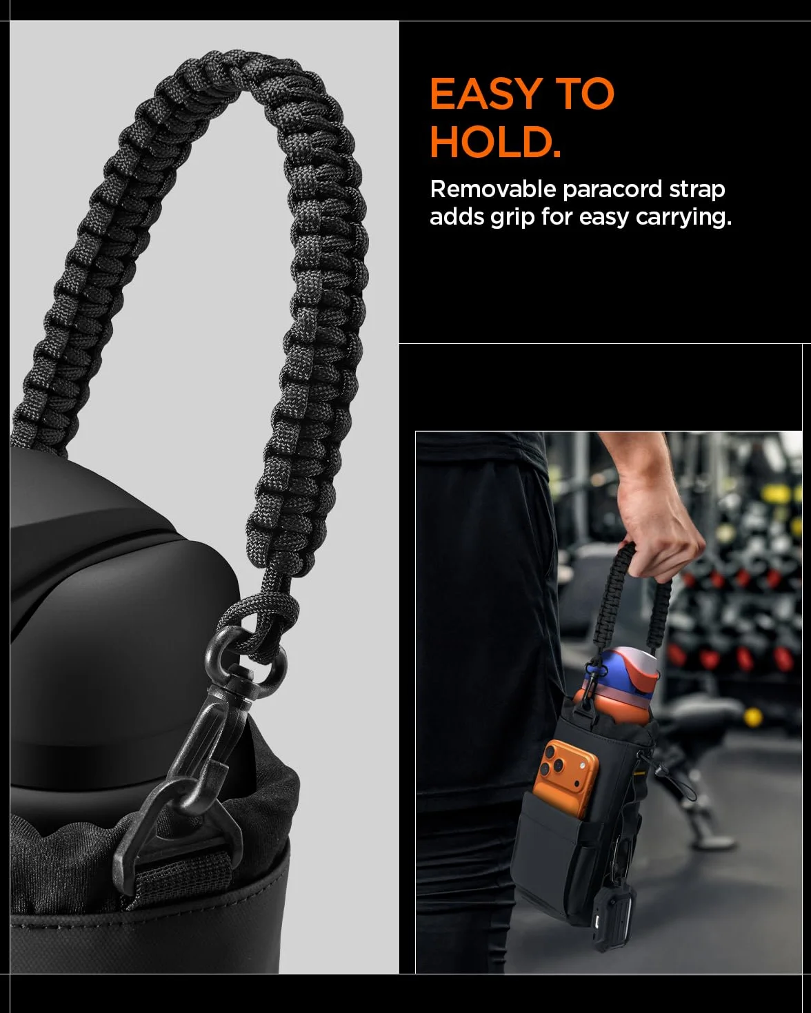 Spigen Life LF500 Borsa Magnetica Palestra Porta Bottiglia d'Acqua Magnetico Gym Accessori Fitness Tumbler Bag Nero