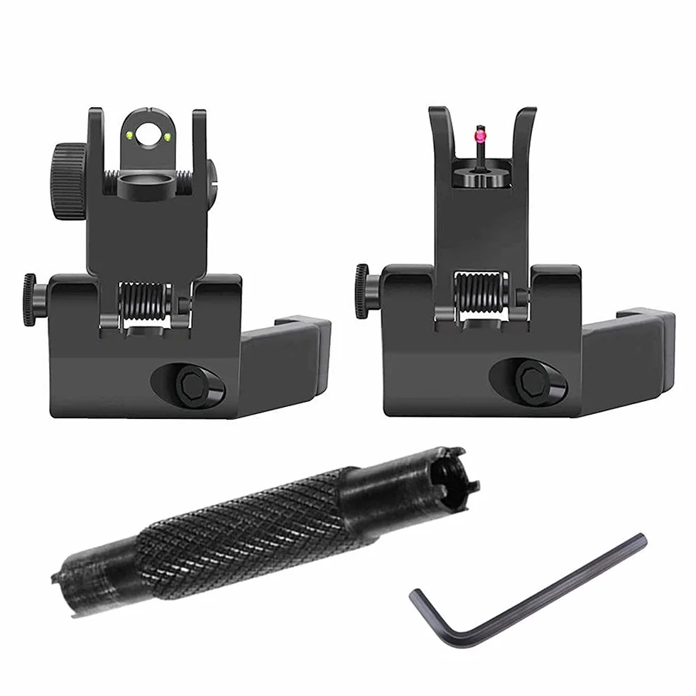FIRECLUB AR15 Front and Rear Flip Up 45 Degree Rapid Transition BUIS Backup Iron Sight