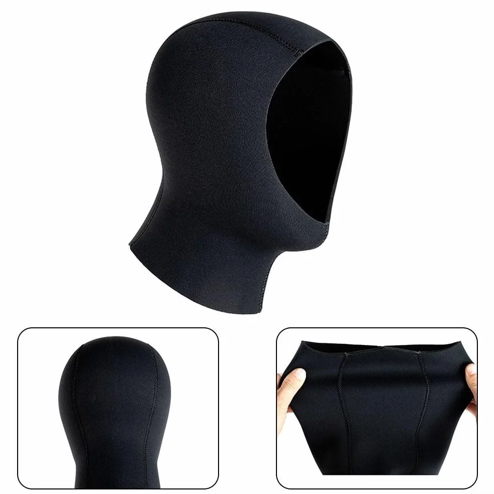 Cappuccio in Neoprene 3 mm 5 mm per Immersioni Subacquee Snorkeling Surf Nuoto L/XL Nero