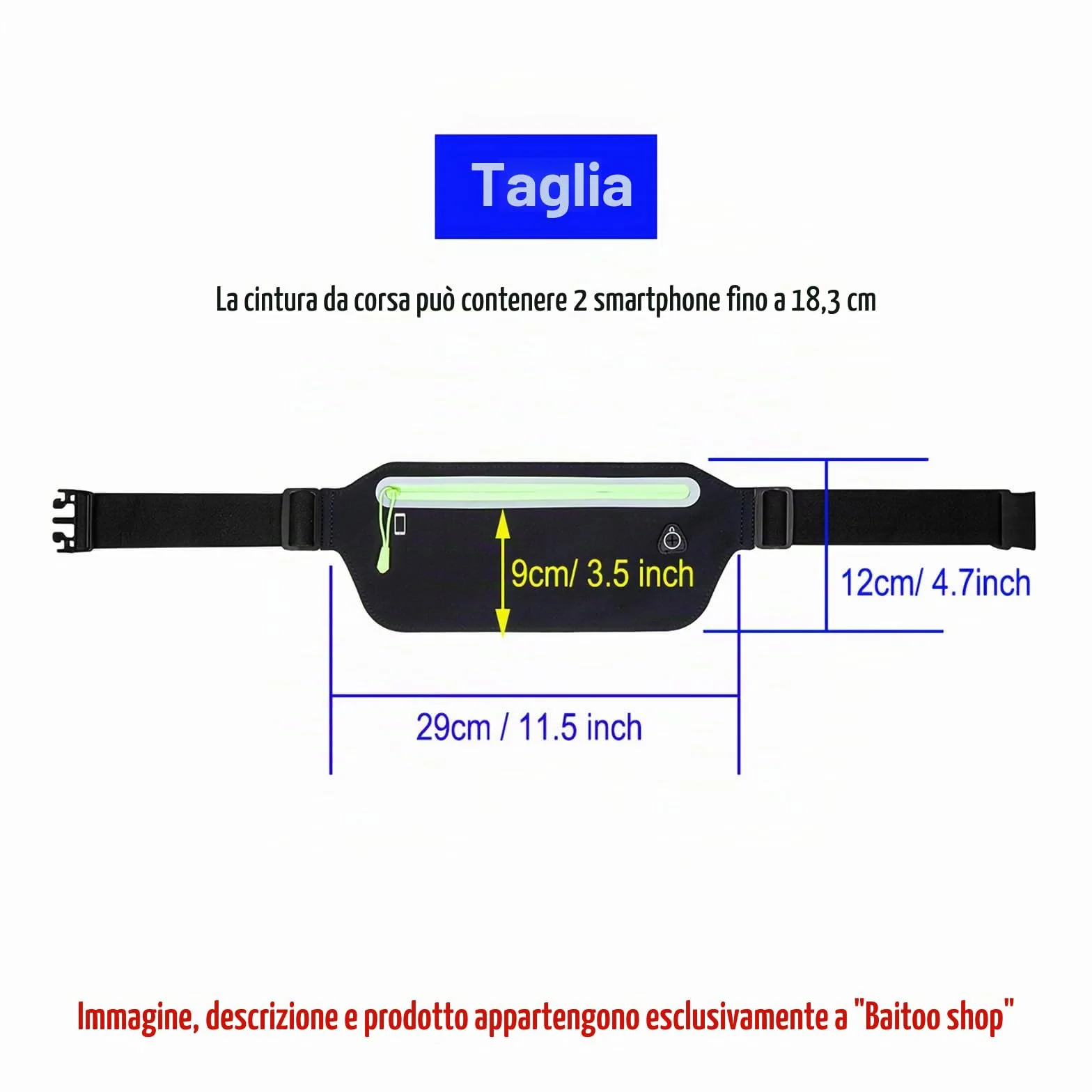 BAIWOAK Marsupio da corsa sottile ultra leggero Nero