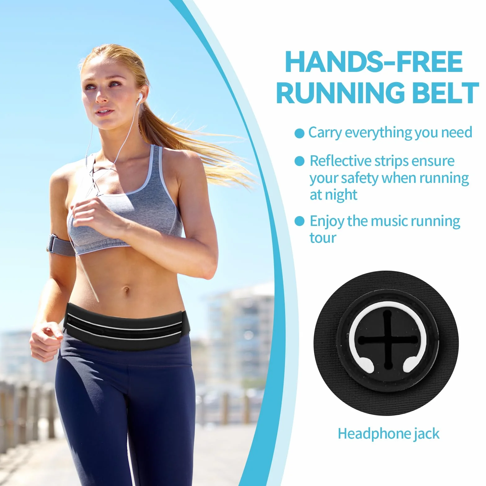 Marsupio Uomo Sportivo Running Cintura da Corsa Regolabile Impermeabile per Telefono Escursioni Fitness Viaggi