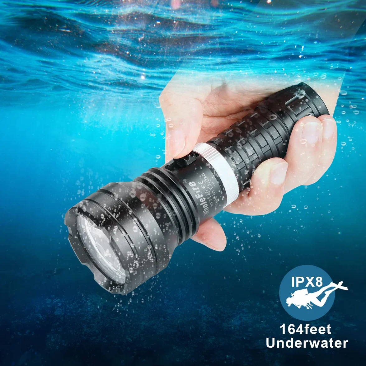 Lampada da immersione LED XHP70 10000 lumens IPX8 impermeabile 50m torcia subacquea ricaricabile