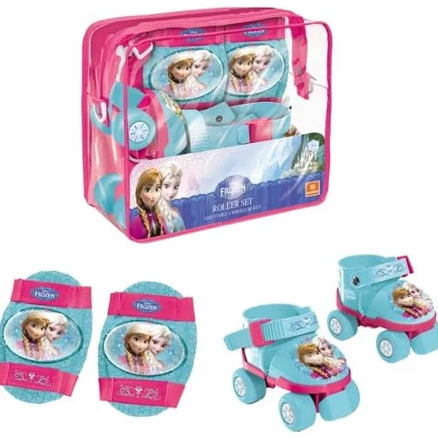 Mondo Toys pattini a rotelle regolabili Frozen Disney per bambini taglia 22-29 set con borsa gomitiere ginocchiere