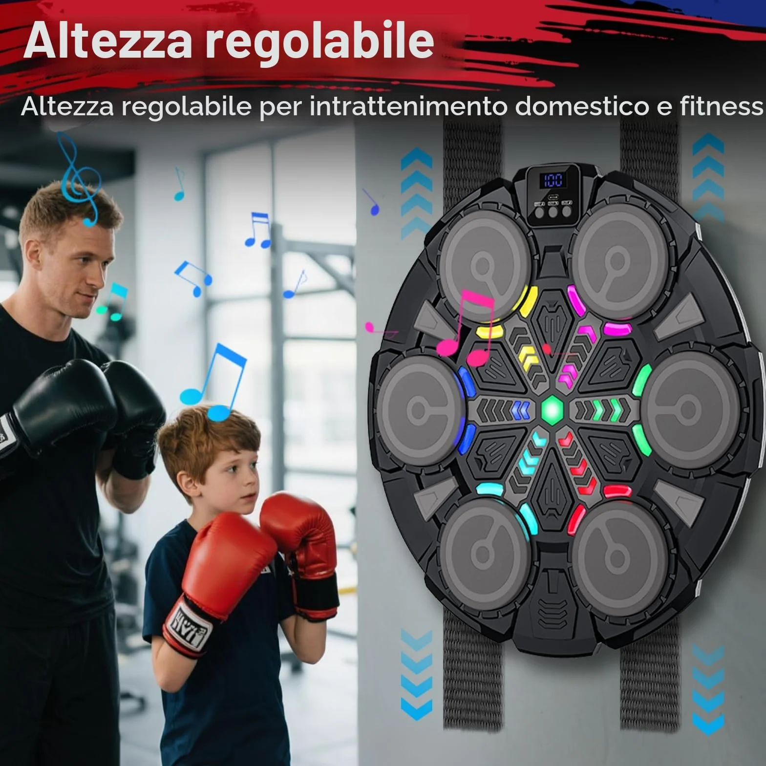 Macchina musicale per boxe, con Bluetooth, da parete, con ricarica USB, attrezzatura da allenamento per boxe, regalo per bambini e adulti