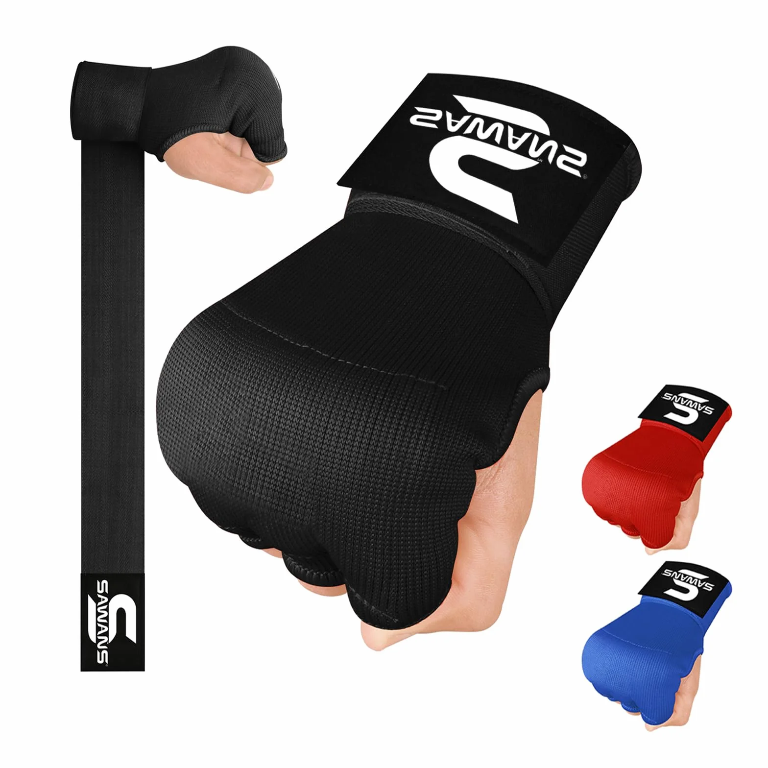 SAWANS Guanti da Boxe Imbottiti con Cinghie da Polso Elastici per Muay Thai, MMA