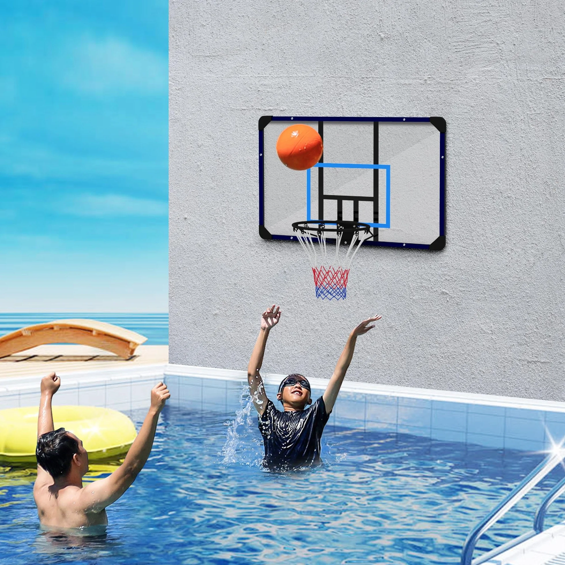SPORTNOW Canestro Basket da Muro 113x61x73 cm Tabellone Infrangibile Cerchio Acciaio
