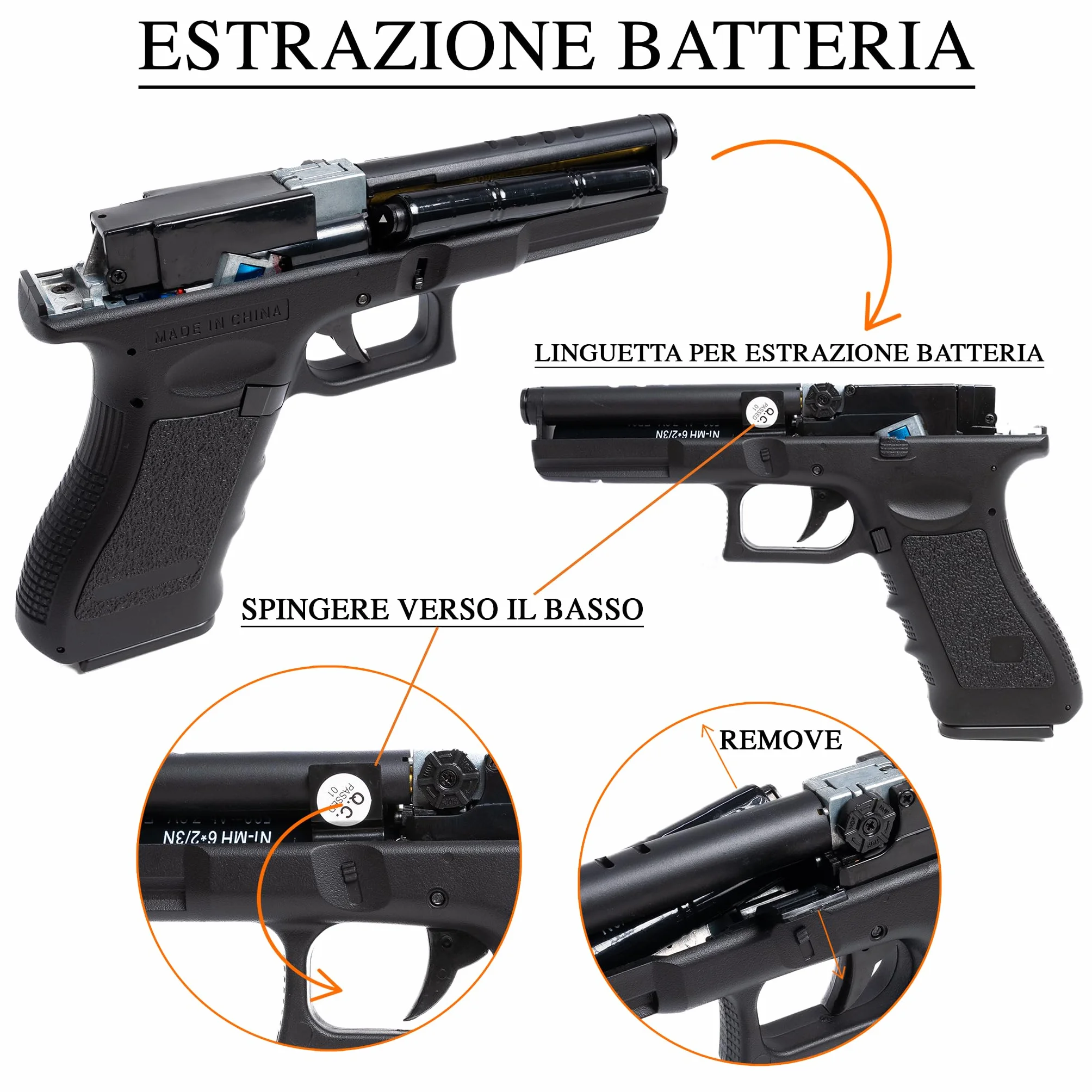 Pistola Softair Elettrica Glock 17 Replica Airsoft Polimeri 0,7 Joule 22x3x14 cm con Batteria 500 mah e Caricabatterie