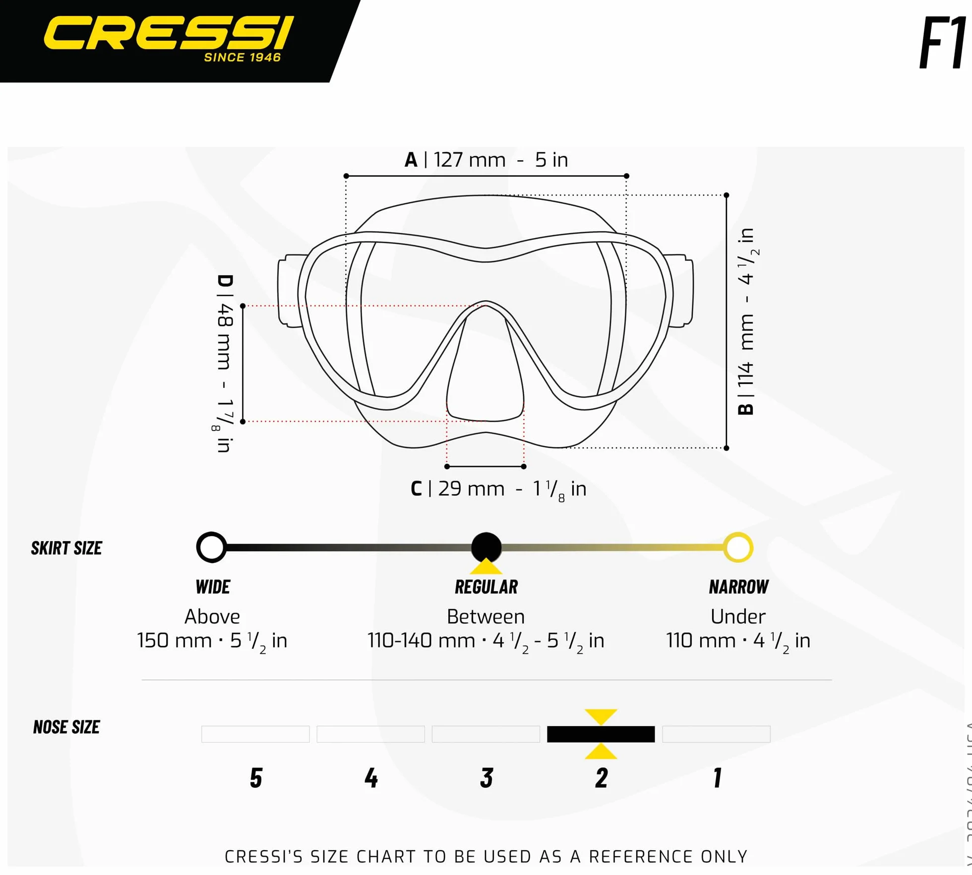 CRESSI F1 Maschera Frameless Snorkel Dry Set Immersioni Snorkeling Unisex