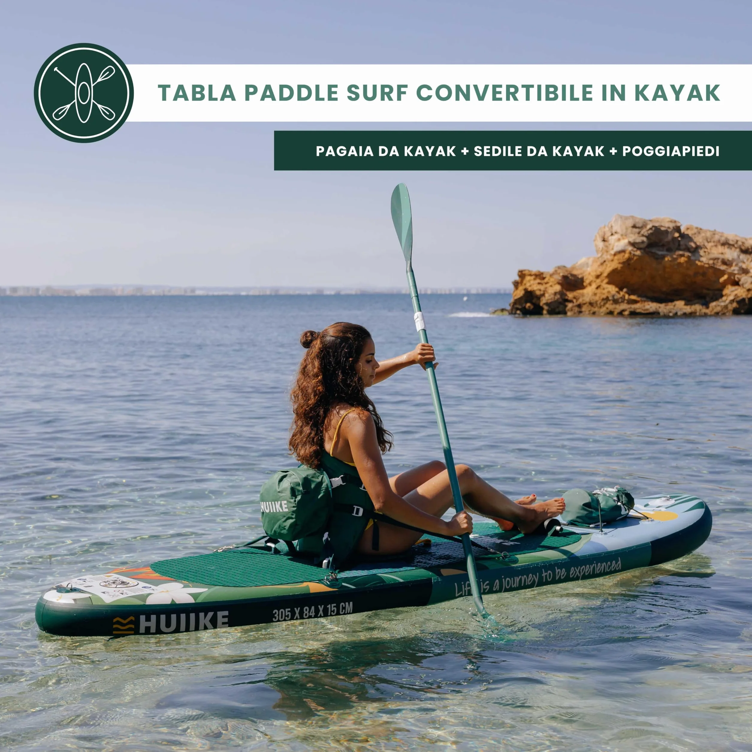 Tavola Sup Gonfiabile Adulti HUIIKE 305 x 84 x 15 cm, Carico Massimo 130 kg, con Accessori Inclusi
