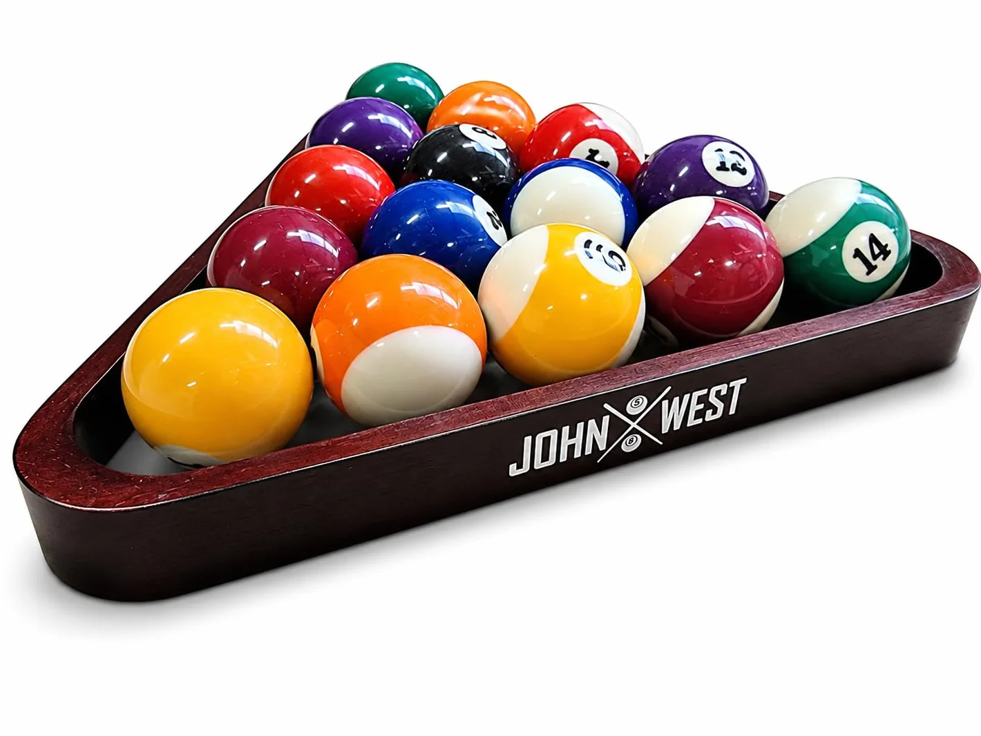 John West Triangolo per palle da biliardo 57 mm Mogano