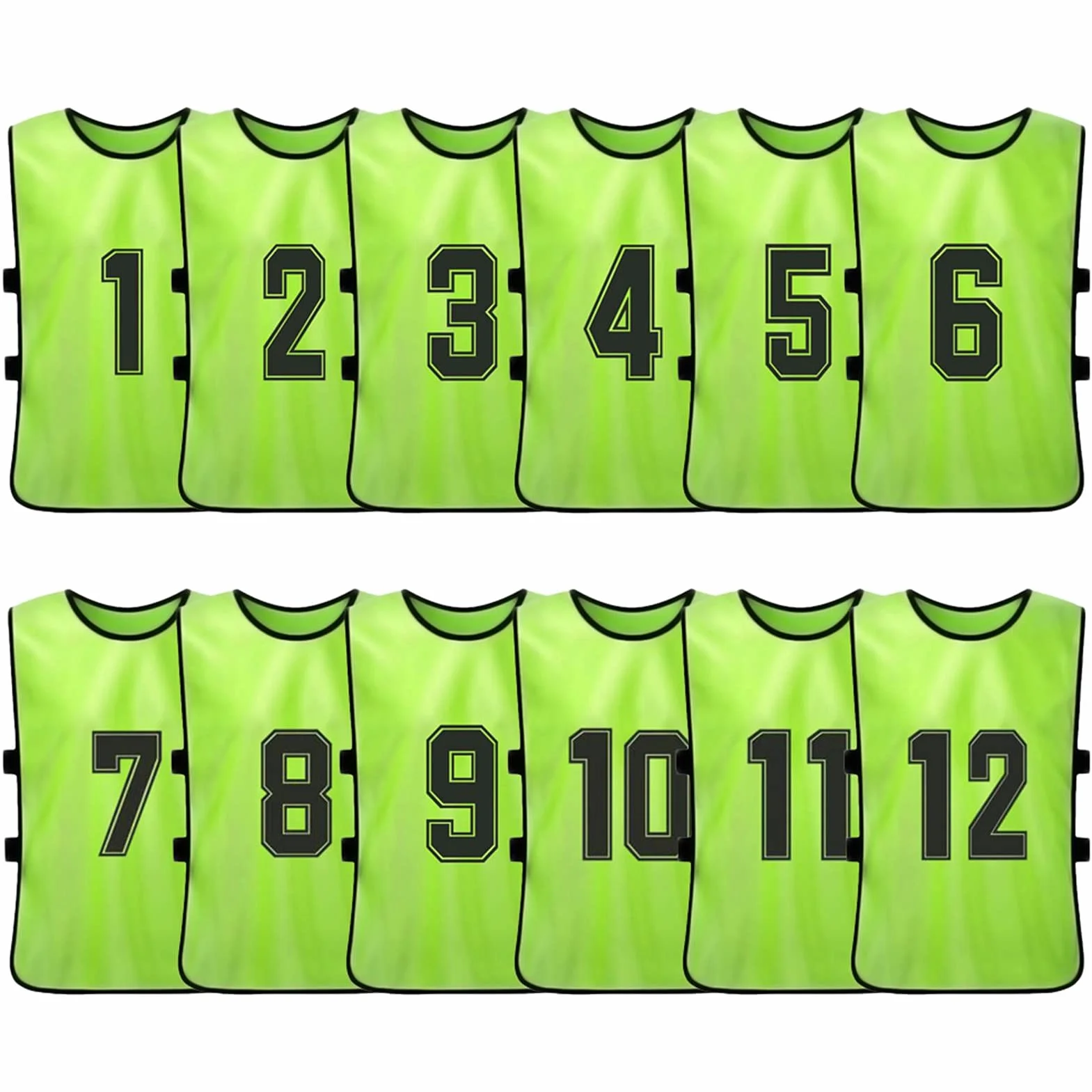 Maglie da Calcio Numerate 12 PCS Adulti Soccer Pinnies Quick Drying Training Gilet Sportivo
