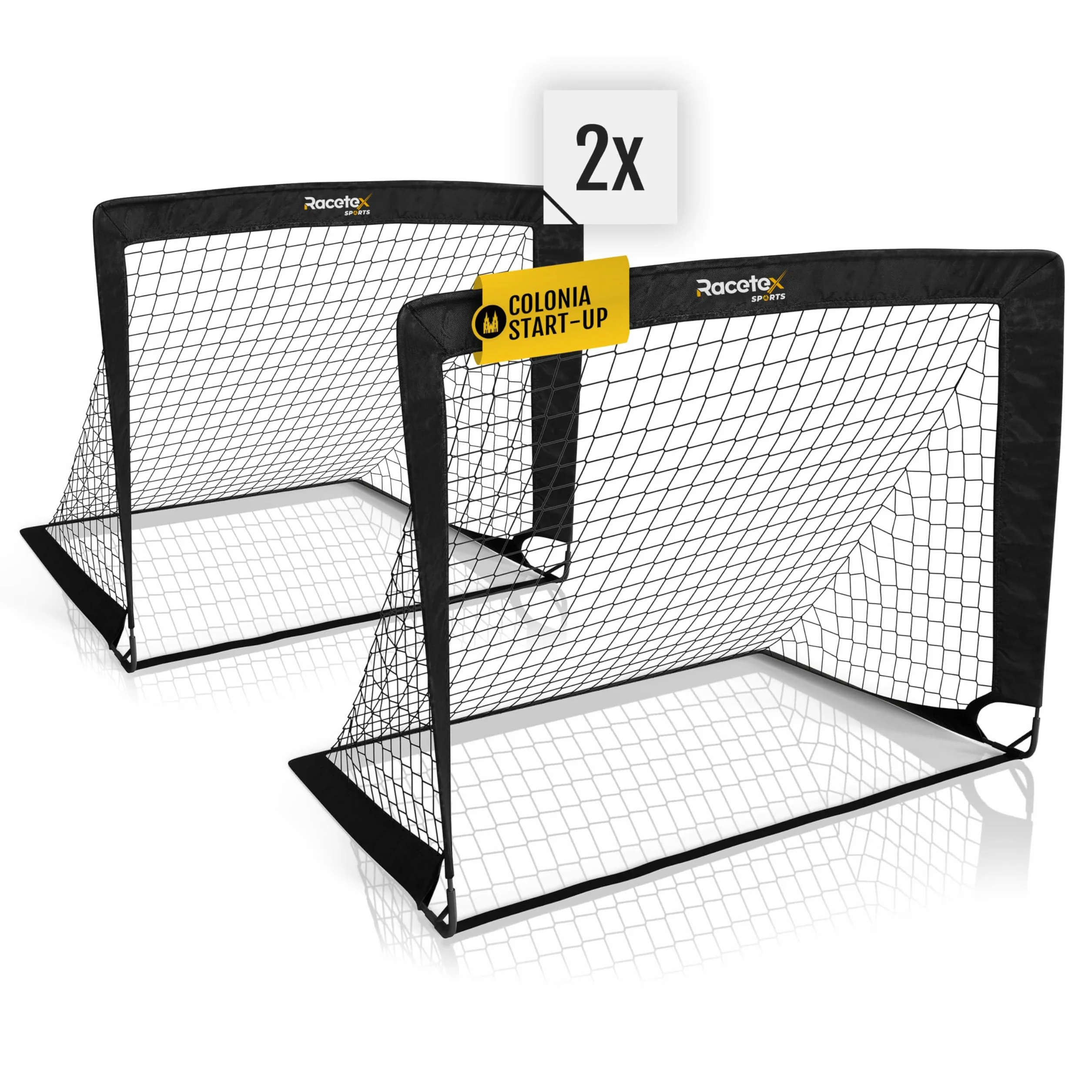 Racetex set di 2 porta calcio bambini - porte da calcio incluse in una pratica borsa per il trasporto - Versione con [ASTE RINFORZATE CON FIBRA DI VETRO] - porta per bambini