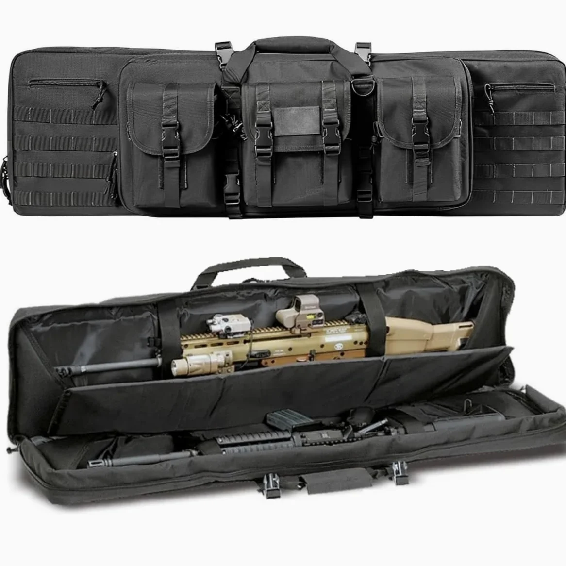 ACEXIER Borsa per fucile doppia Borsa imbottita e chiudibile per carabina lunga Borsa per fucile Zaino per pistola per il trasporto di caccia e tiro con System Molle