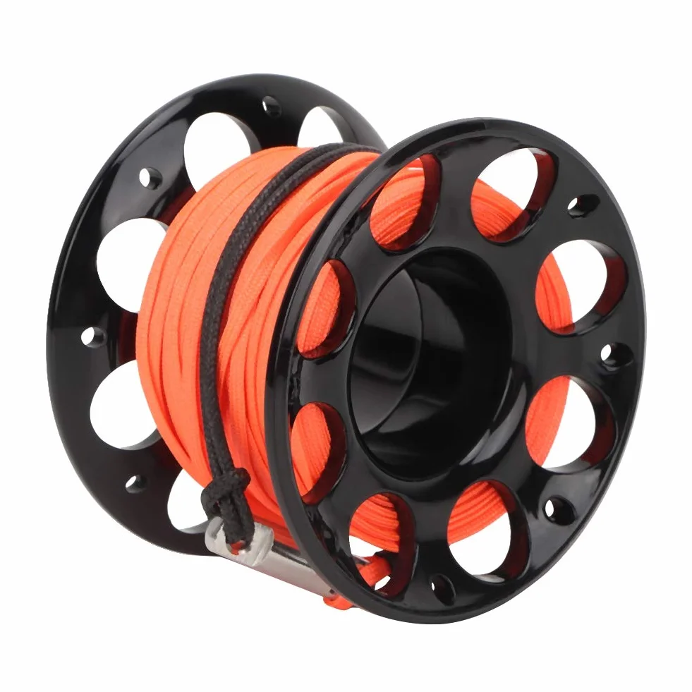 Bobina per immersione 15m Maniglia Puleggia Scuba Spool Reel in plastica Accessori Subacquei (Nero)