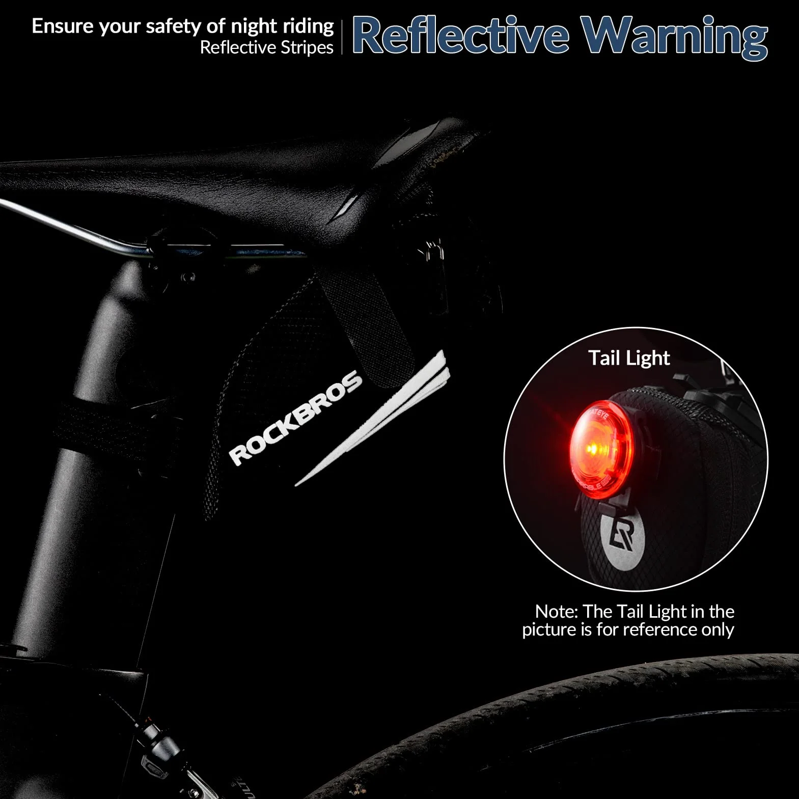 ROCKBROS Borsa da Sella Bicicletta Piccola con Striscie Riflettenti Ultra-Leggera