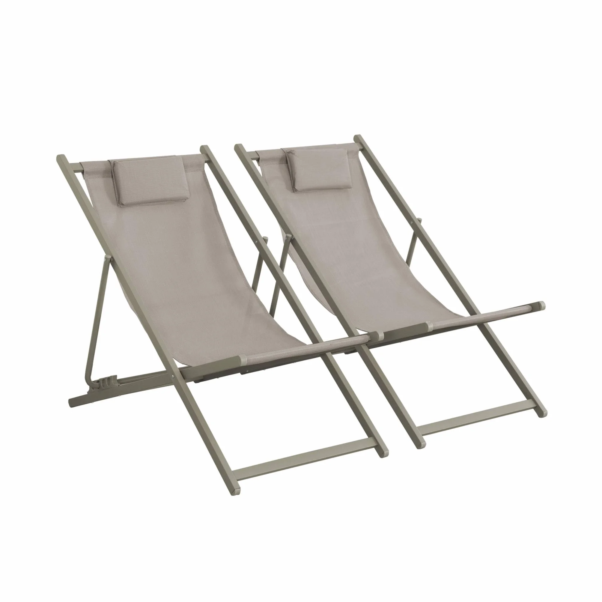 Set 2 sedie sdraio pieghevoli con cuscino e multiposizione Verde kaki - 102x62x81 cm